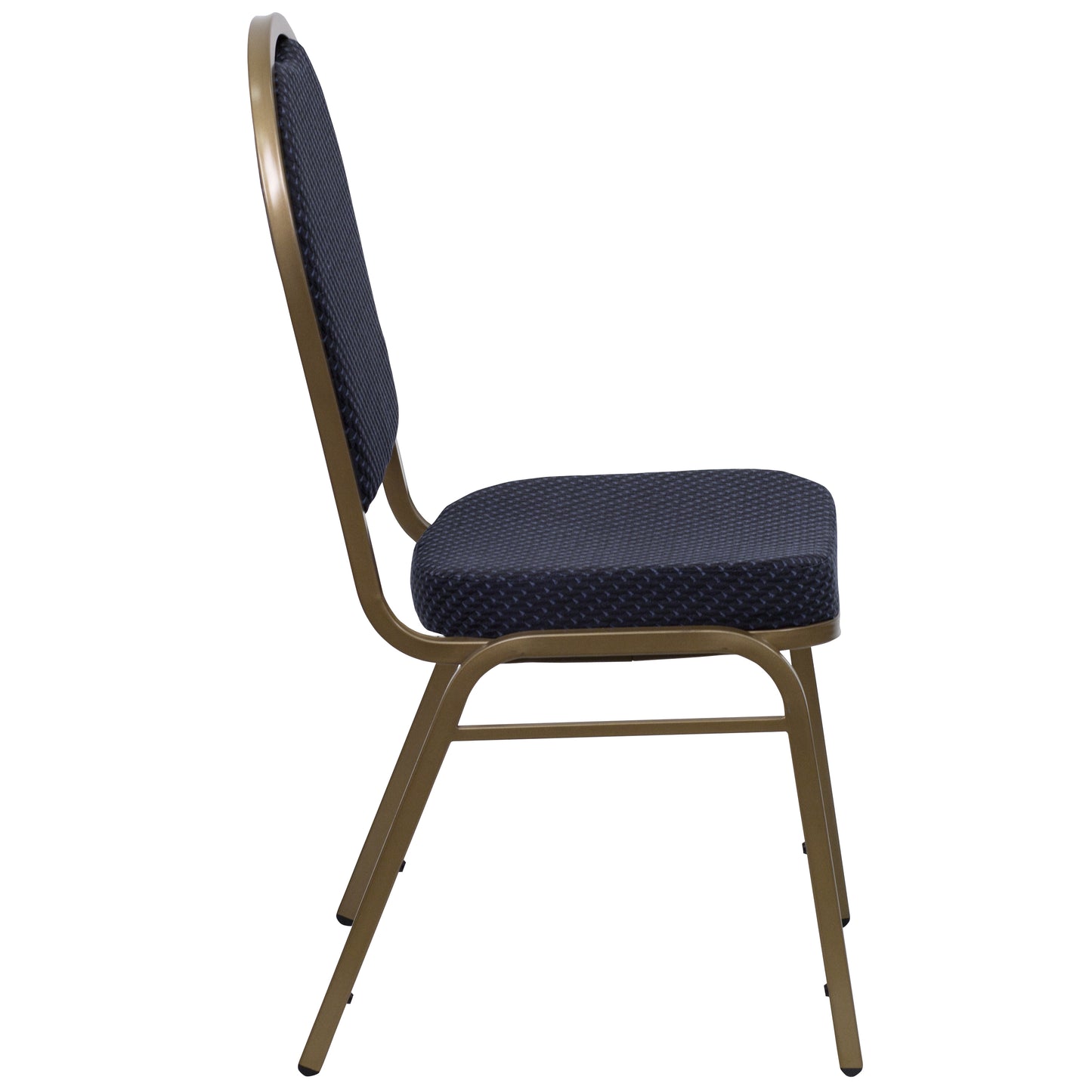 HERCULES Series Dome Back Stacking Banquet Chair in Navy Patterned Fabric - Gold Frame Navy Patterned Fabric/Gold Frame