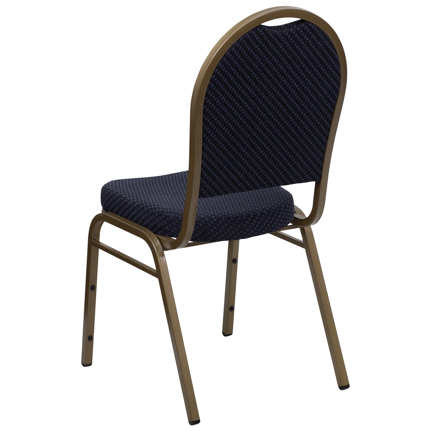 HERCULES Series Dome Back Stacking Banquet Chair in Navy Patterned Fabric - Gold Frame Navy Patterned Fabric/Gold Frame