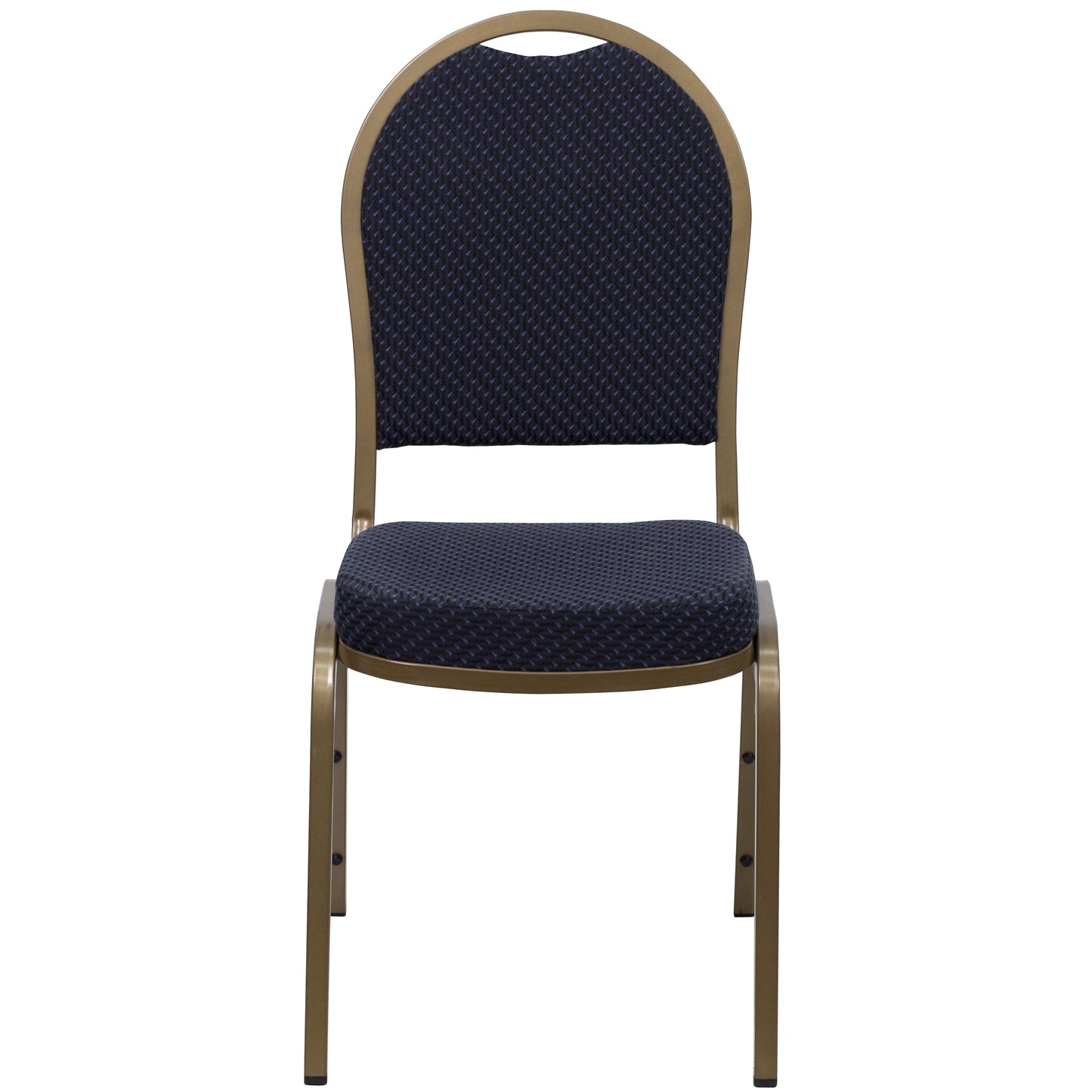 HERCULES Series Dome Back Stacking Banquet Chair in Navy Patterned Fabric - Gold Frame Navy Patterned Fabric/Gold Frame