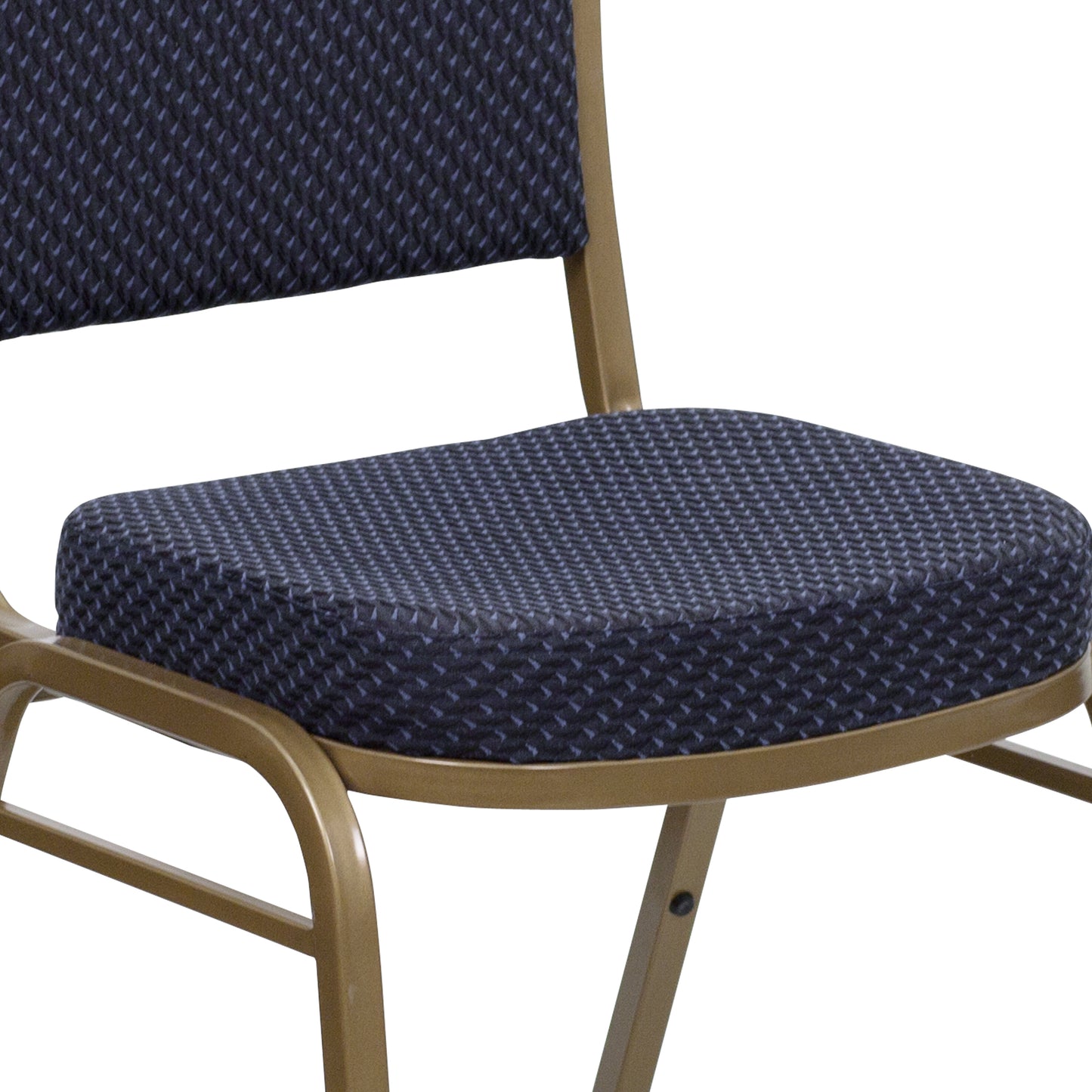 HERCULES Series Dome Back Stacking Banquet Chair in Navy Patterned Fabric - Gold Frame Navy Patterned Fabric/Gold Frame