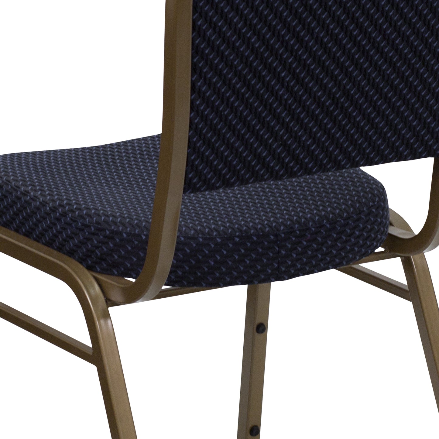 HERCULES Series Dome Back Stacking Banquet Chair in Navy Patterned Fabric - Gold Frame Navy Patterned Fabric/Gold Frame