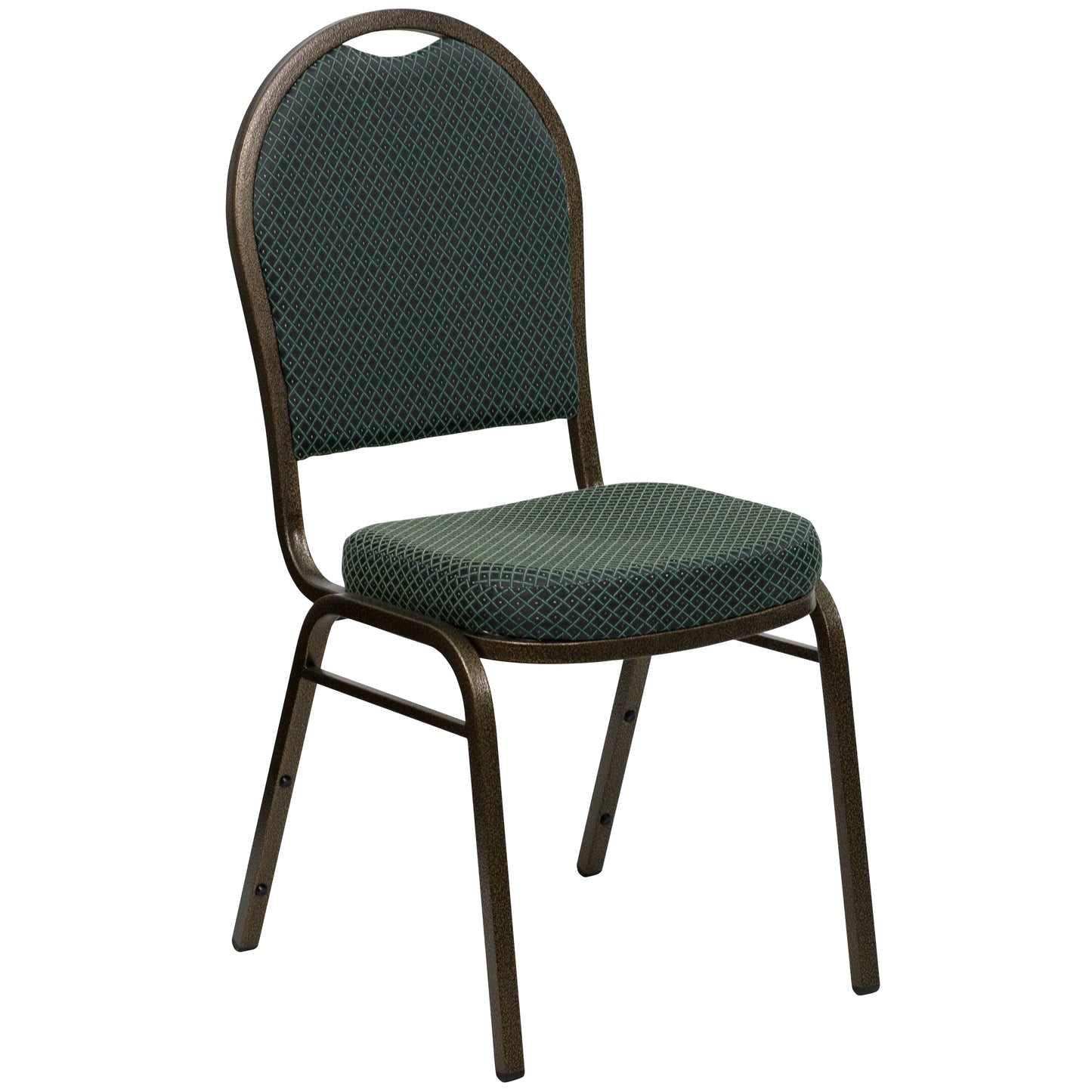 HERCULES Series Dome Back Stacking Banquet Chair in Green Patterned Fabric - Gold Vein Frame Green Patterned Fabric/Gold Vein Frame