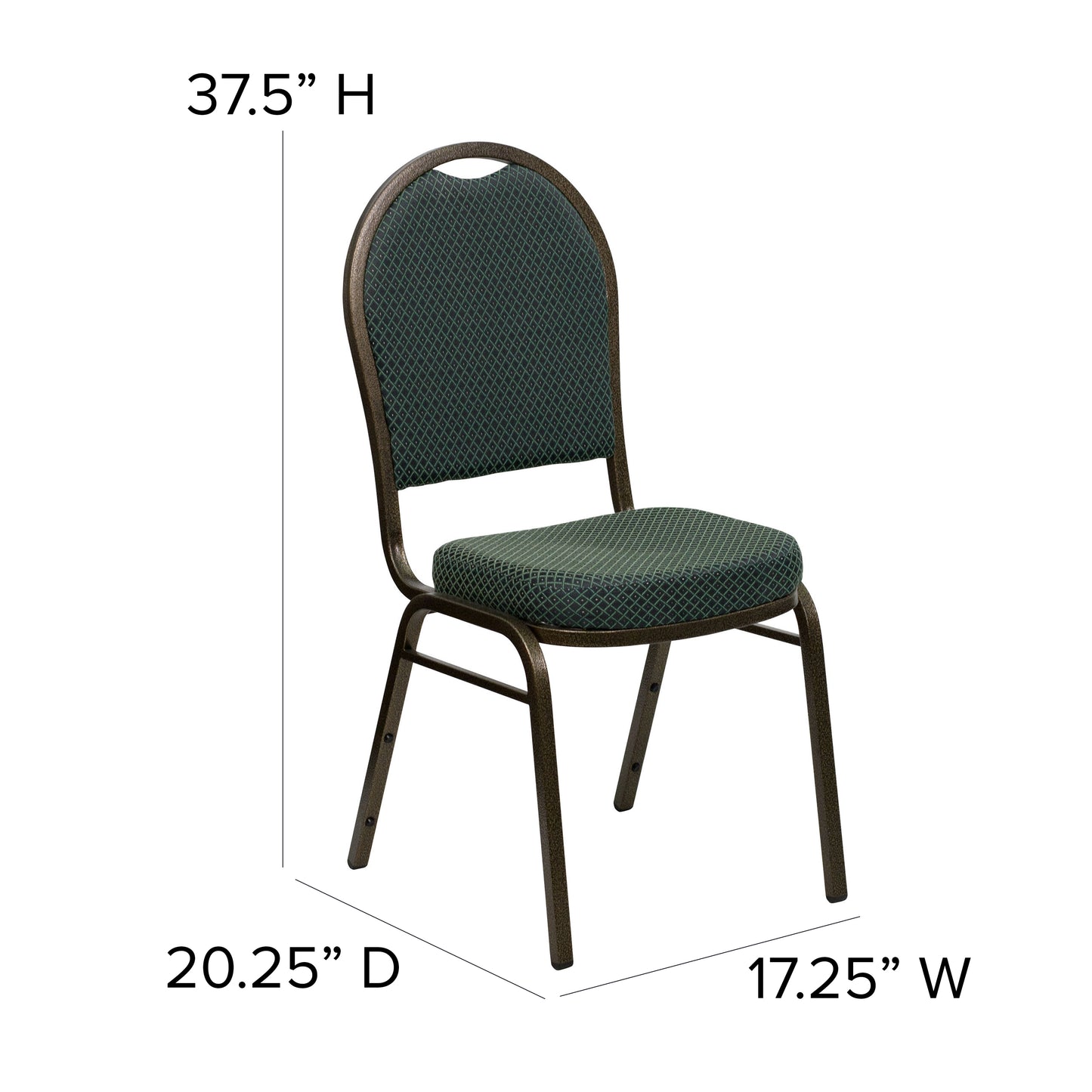 HERCULES Series Dome Back Stacking Banquet Chair in Green Patterned Fabric - Gold Vein Frame Green Patterned Fabric/Gold Vein Frame