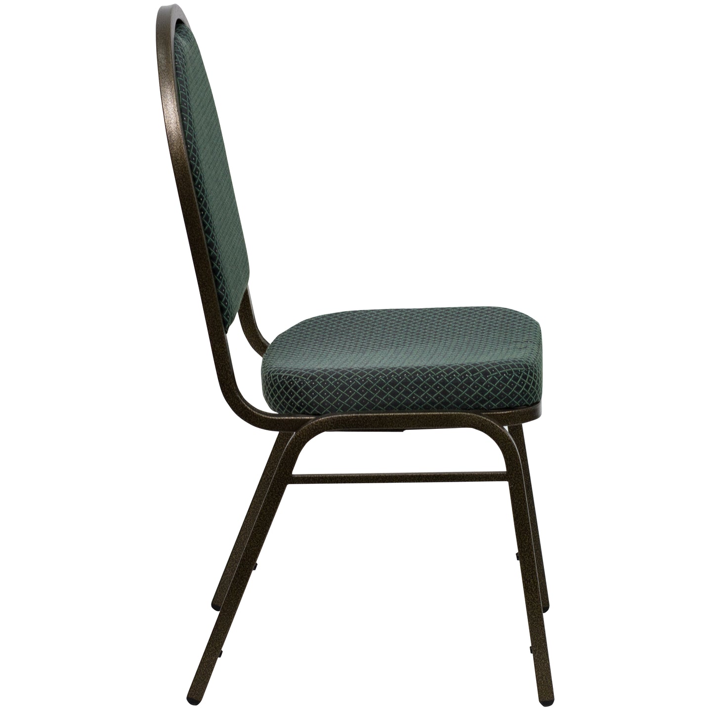 HERCULES Series Dome Back Stacking Banquet Chair in Green Patterned Fabric - Gold Vein Frame Green Patterned Fabric/Gold Vein Frame
