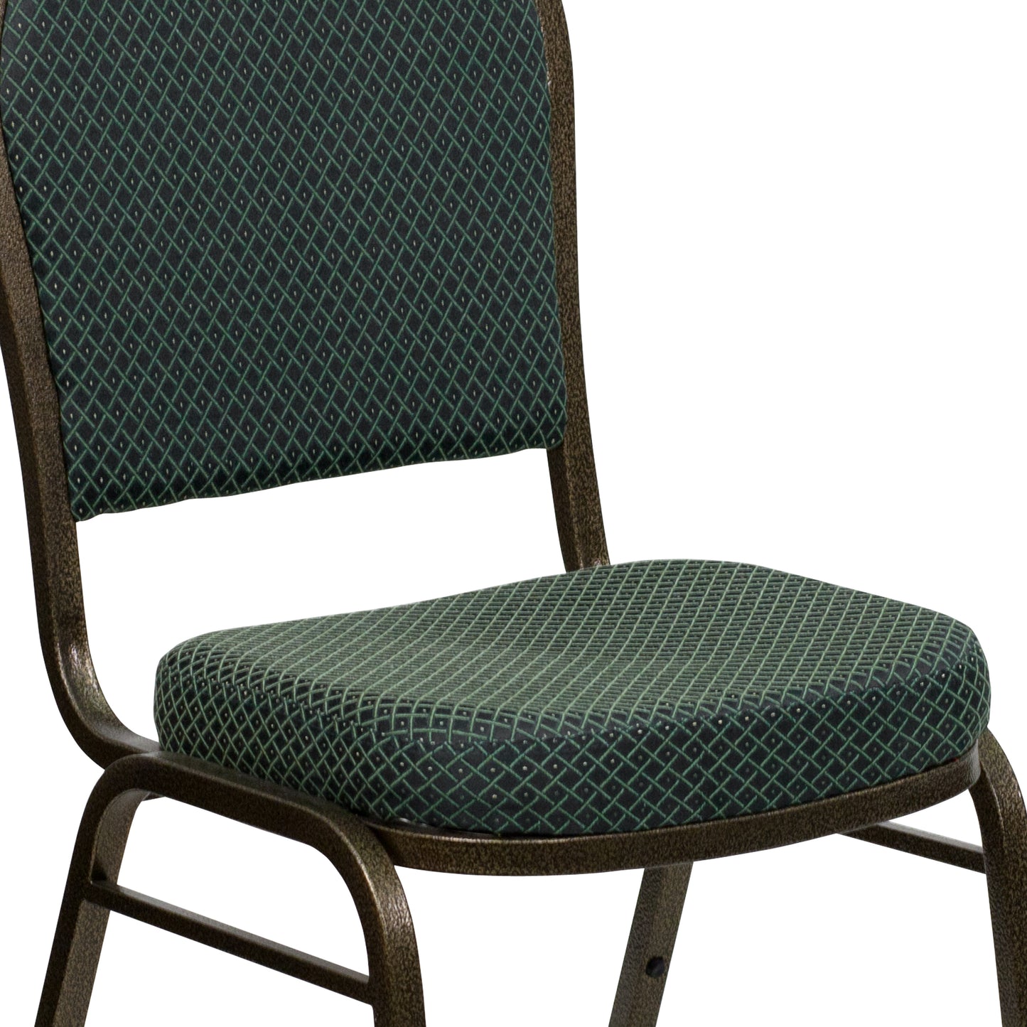 HERCULES Series Dome Back Stacking Banquet Chair in Green Patterned Fabric - Gold Vein Frame Green Patterned Fabric/Gold Vein Frame