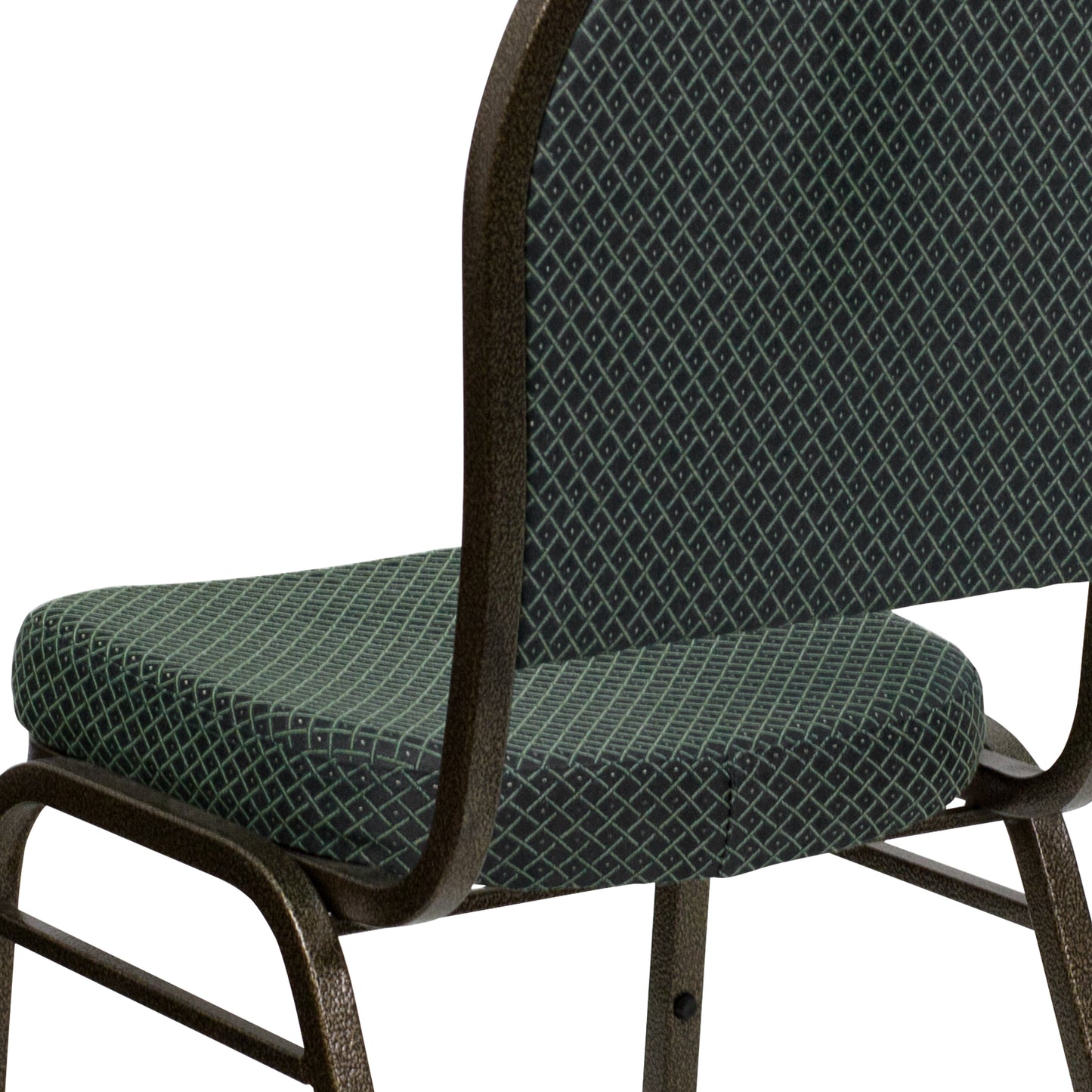 HERCULES Series Dome Back Stacking Banquet Chair in Green Patterned Fabric - Gold Vein Frame Green Patterned Fabric/Gold Vein Frame