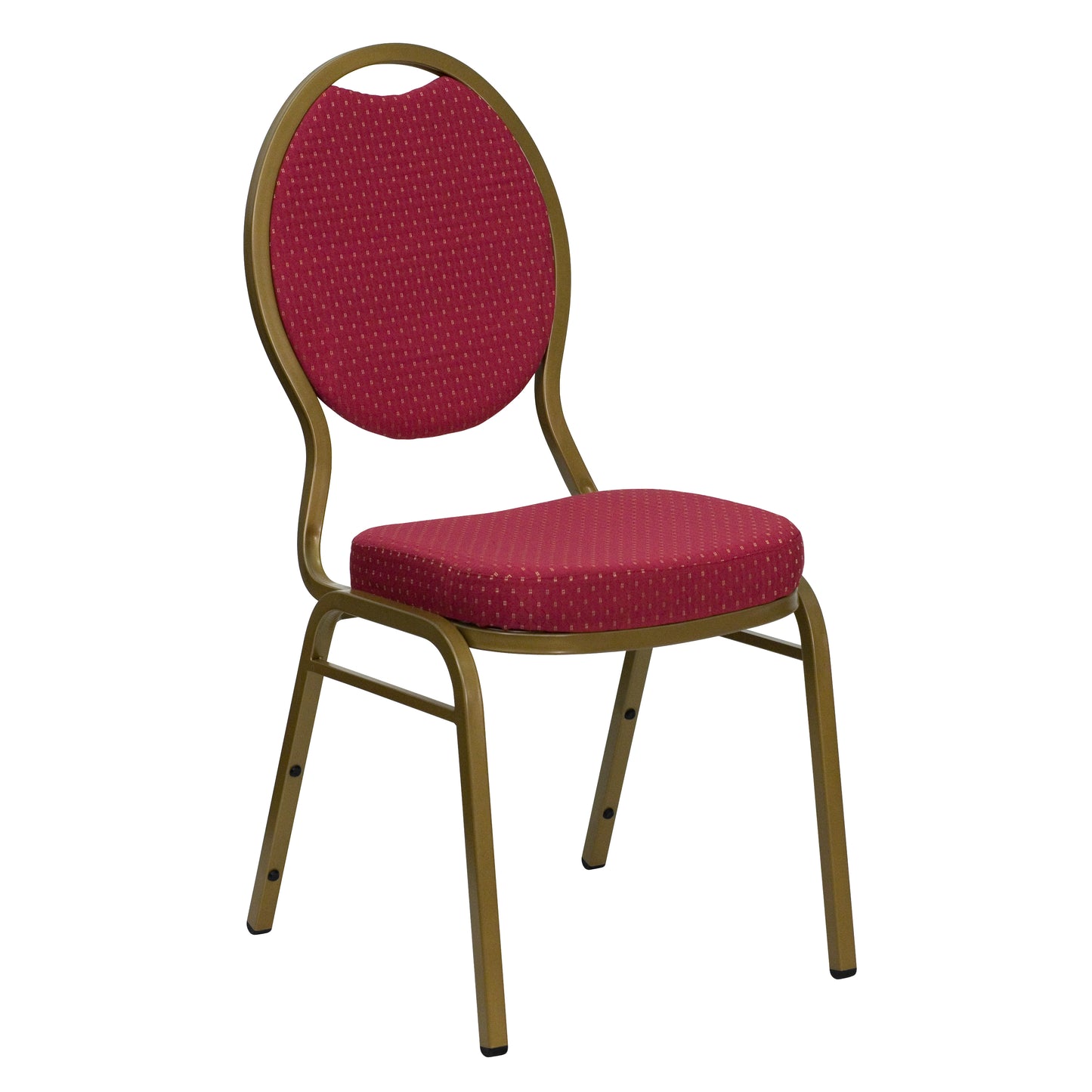 HERCULES Series Teardrop Back Stacking Banquet Chair in Burgundy Patterned Fabric - Gold Frame Burgundy Patterned Fabric/Gold Frame