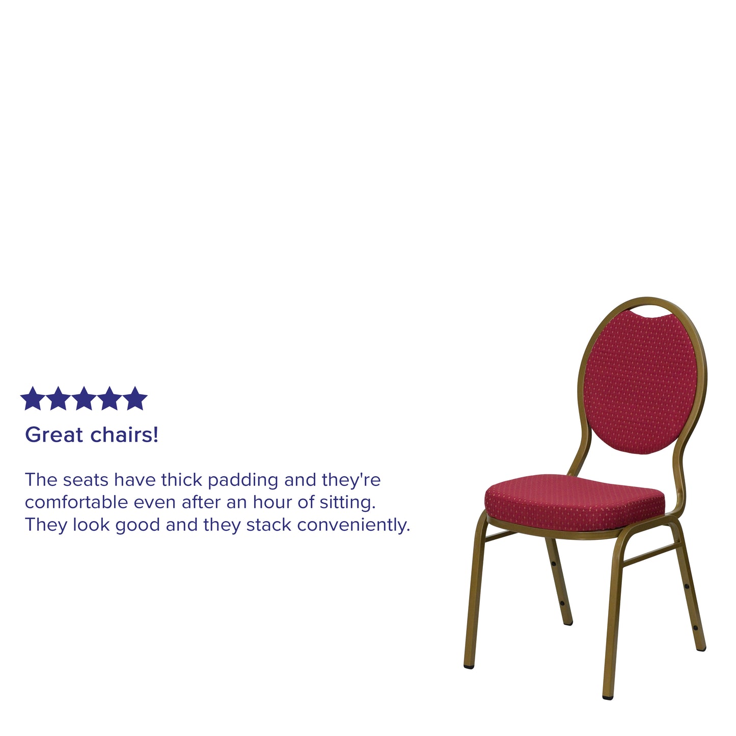 HERCULES Series Teardrop Back Stacking Banquet Chair in Burgundy Patterned Fabric - Gold Frame Burgundy Patterned Fabric/Gold Frame
