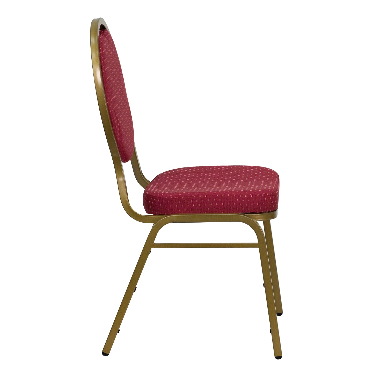 HERCULES Series Teardrop Back Stacking Banquet Chair in Burgundy Patterned Fabric - Gold Frame Burgundy Patterned Fabric/Gold Frame