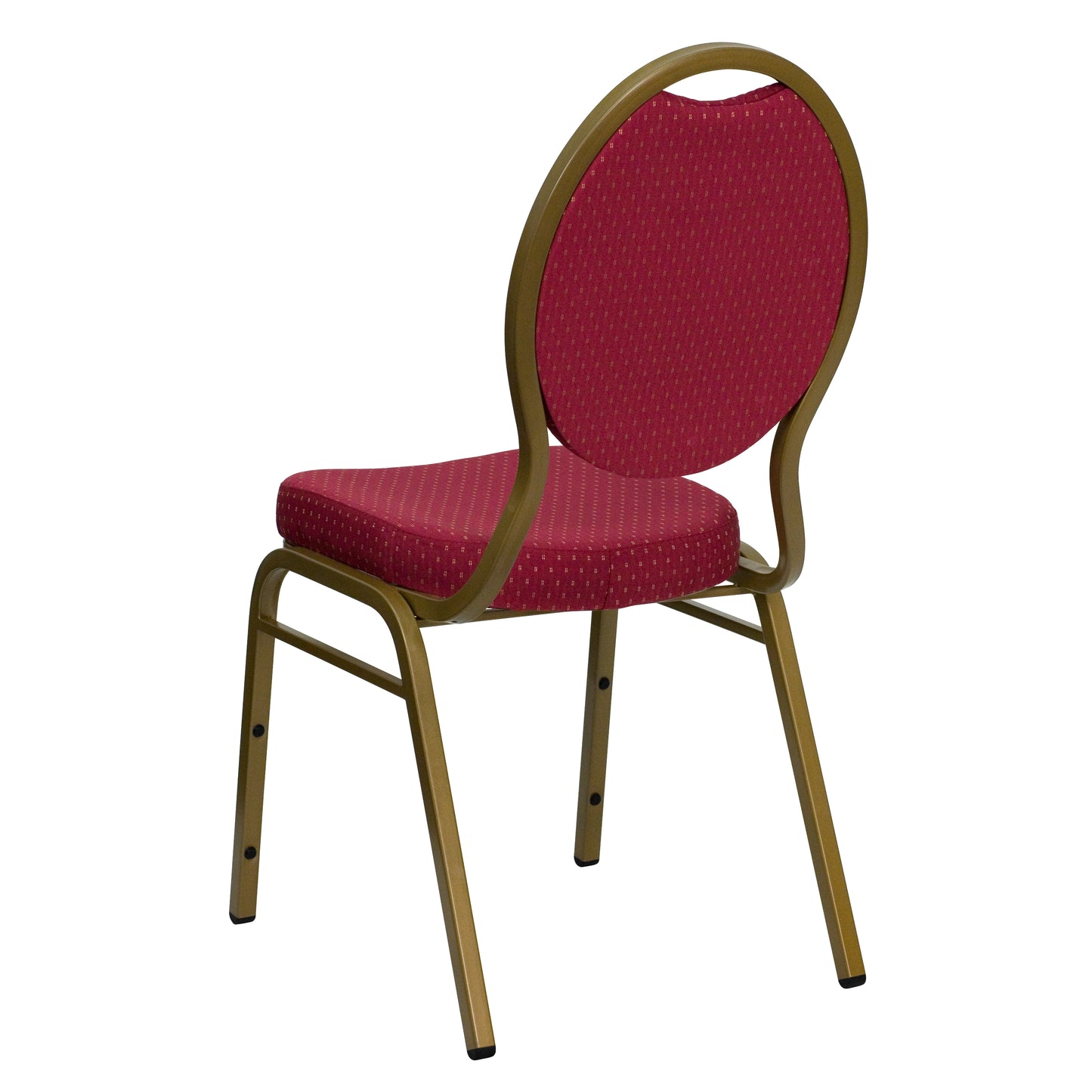 HERCULES Series Teardrop Back Stacking Banquet Chair in Burgundy Patterned Fabric - Gold Frame Burgundy Patterned Fabric/Gold Frame