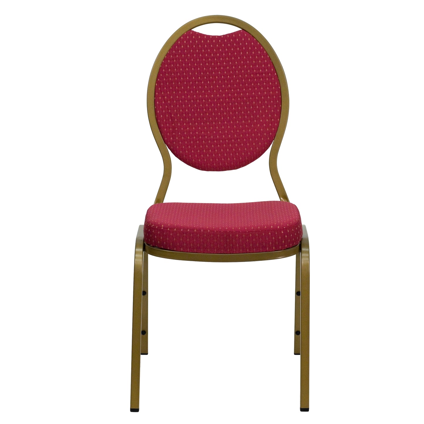 HERCULES Series Teardrop Back Stacking Banquet Chair in Burgundy Patterned Fabric - Gold Frame Burgundy Patterned Fabric/Gold Frame