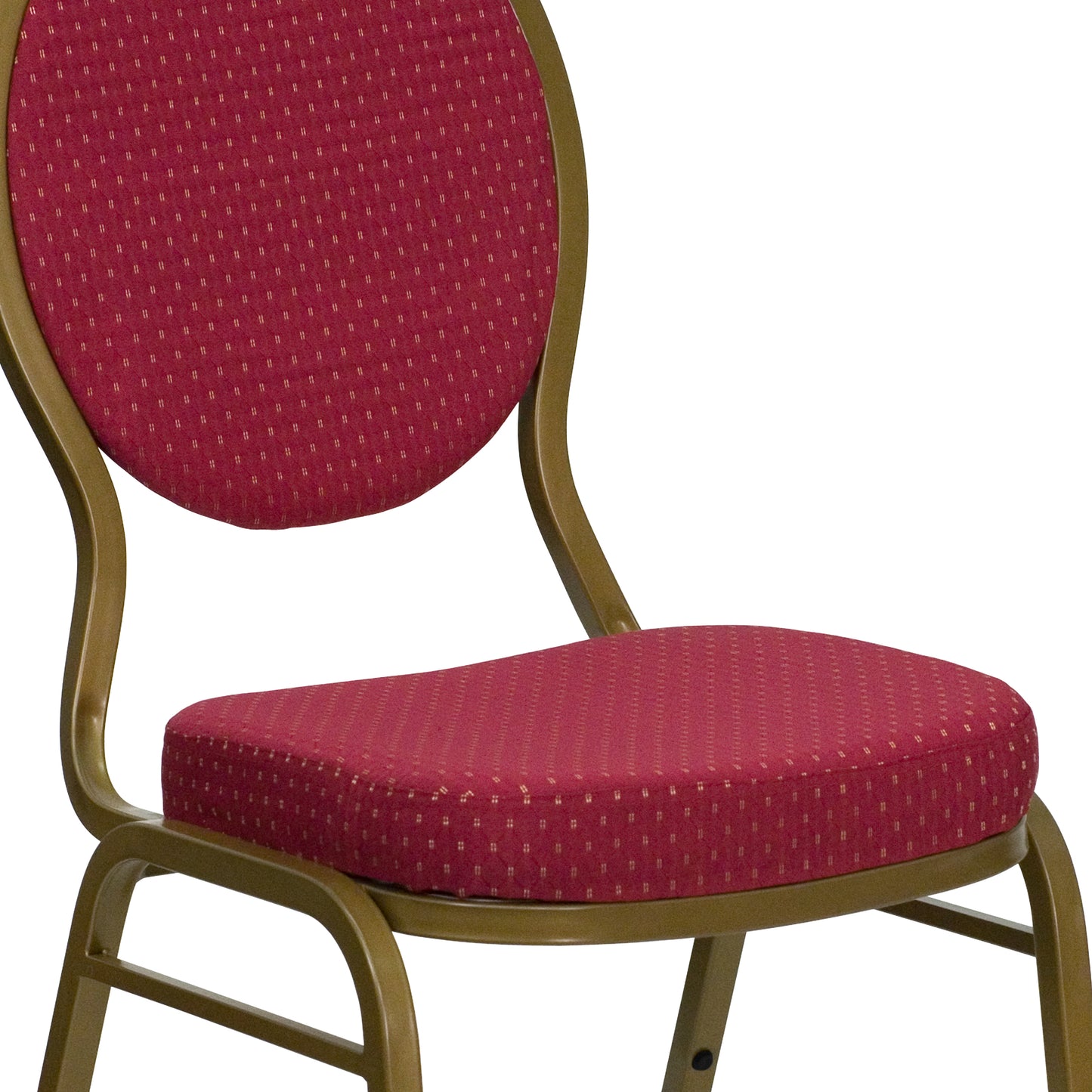 HERCULES Series Teardrop Back Stacking Banquet Chair in Burgundy Patterned Fabric - Gold Frame Burgundy Patterned Fabric/Gold Frame