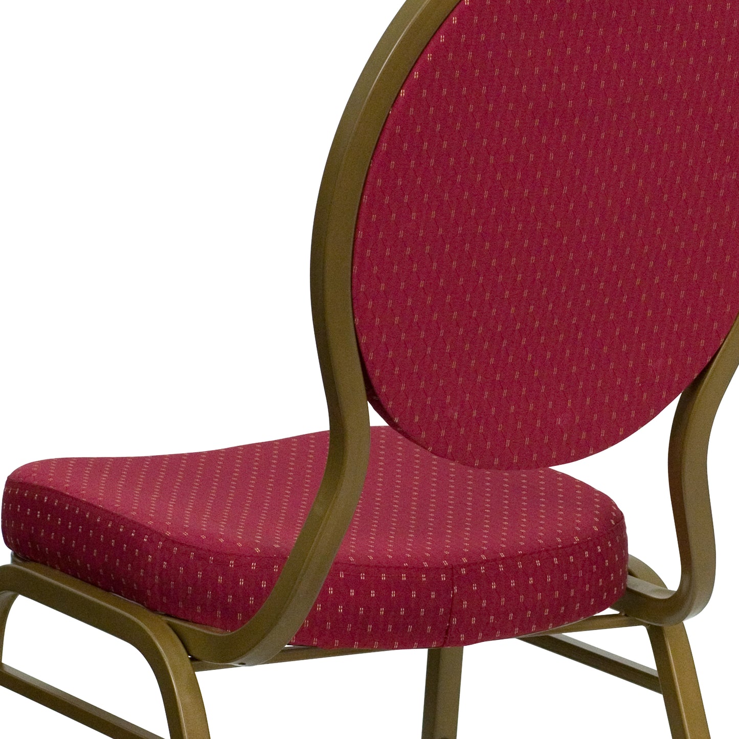 HERCULES Series Teardrop Back Stacking Banquet Chair in Burgundy Patterned Fabric - Gold Frame Burgundy Patterned Fabric/Gold Frame