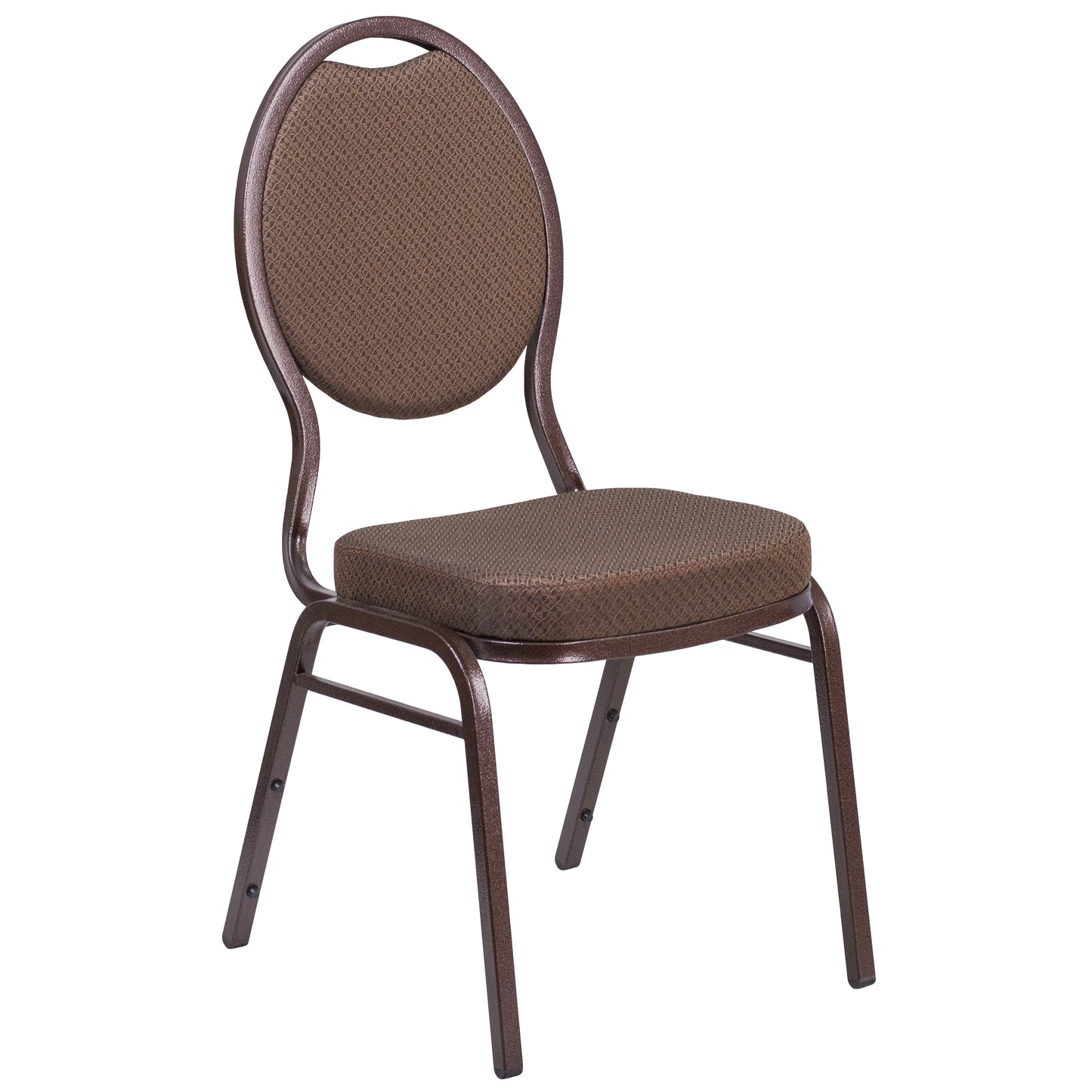 HERCULES Series Teardrop Back Stacking Banquet Chair in Brown Patterned Fabric - Copper Vein Frame Brown Patterned Fabric/Copper Vein Frame FD-C04-COPPER-008-T-02-GG