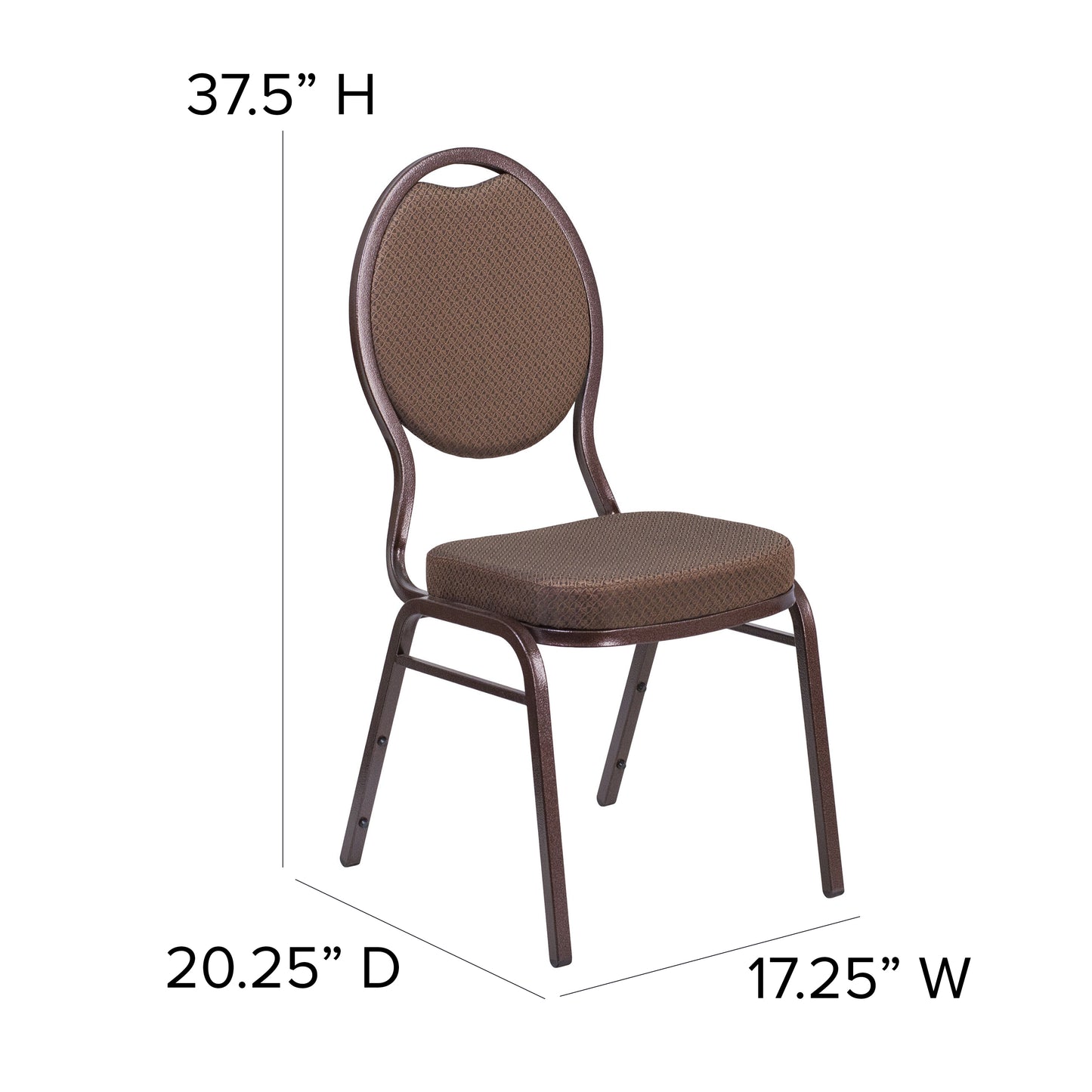 HERCULES Series Teardrop Back Stacking Banquet Chair in Brown Patterned Fabric - Copper Vein Frame Brown Patterned Fabric/Copper Vein Frame FD-C04-COPPER-008-T-02-GG