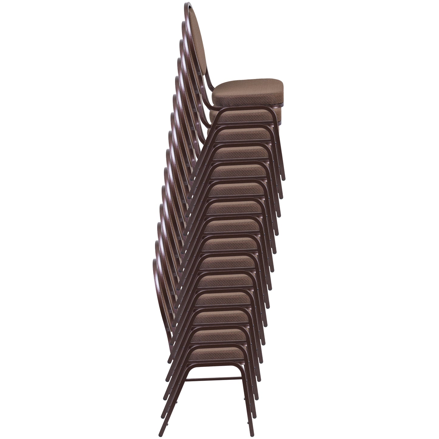 HERCULES Series Teardrop Back Stacking Banquet Chair in Brown Patterned Fabric - Copper Vein Frame Brown Patterned Fabric/Copper Vein Frame FD-C04-COPPER-008-T-02-GG