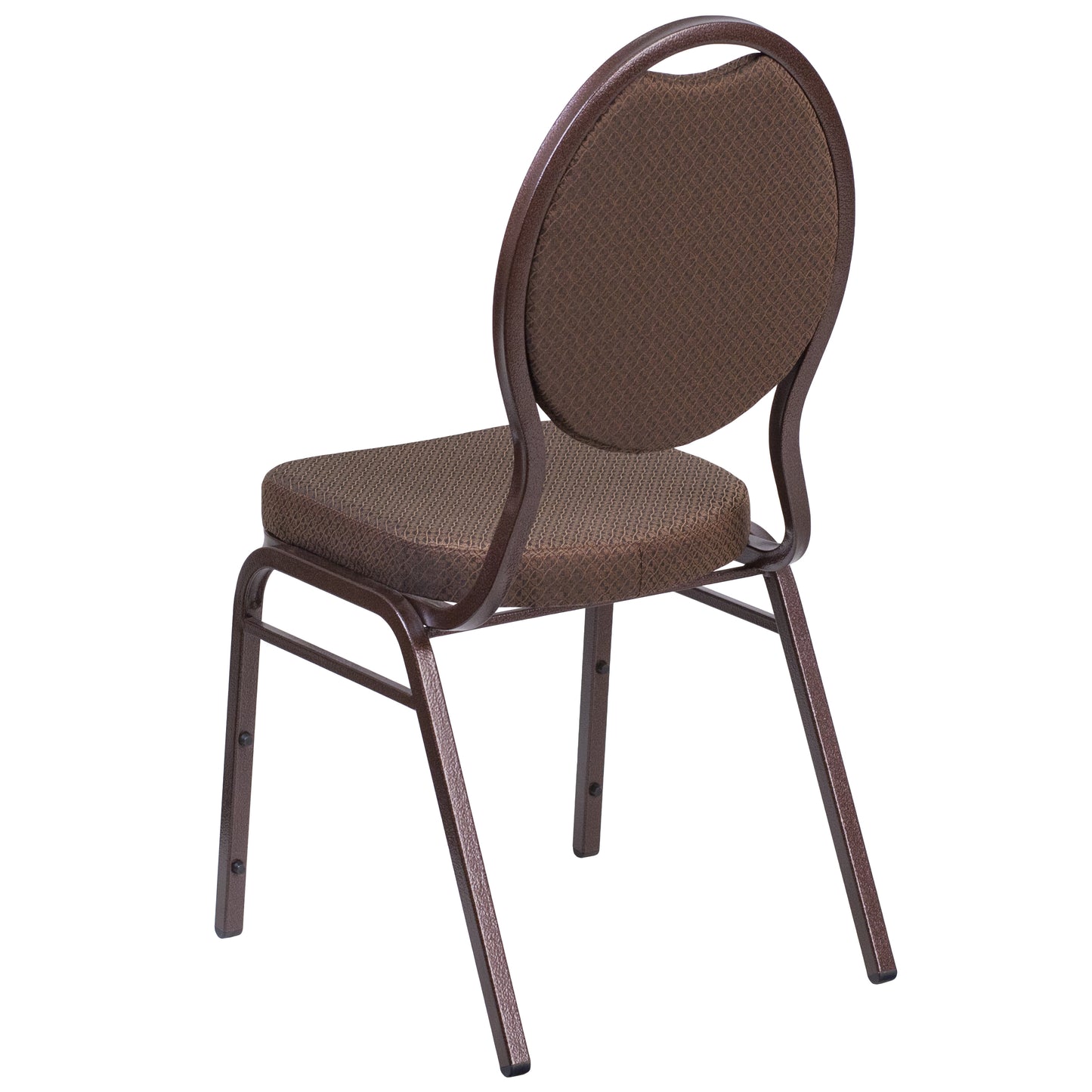 HERCULES Series Teardrop Back Stacking Banquet Chair in Brown Patterned Fabric - Copper Vein Frame Brown Patterned Fabric/Copper Vein Frame FD-C04-COPPER-008-T-02-GG