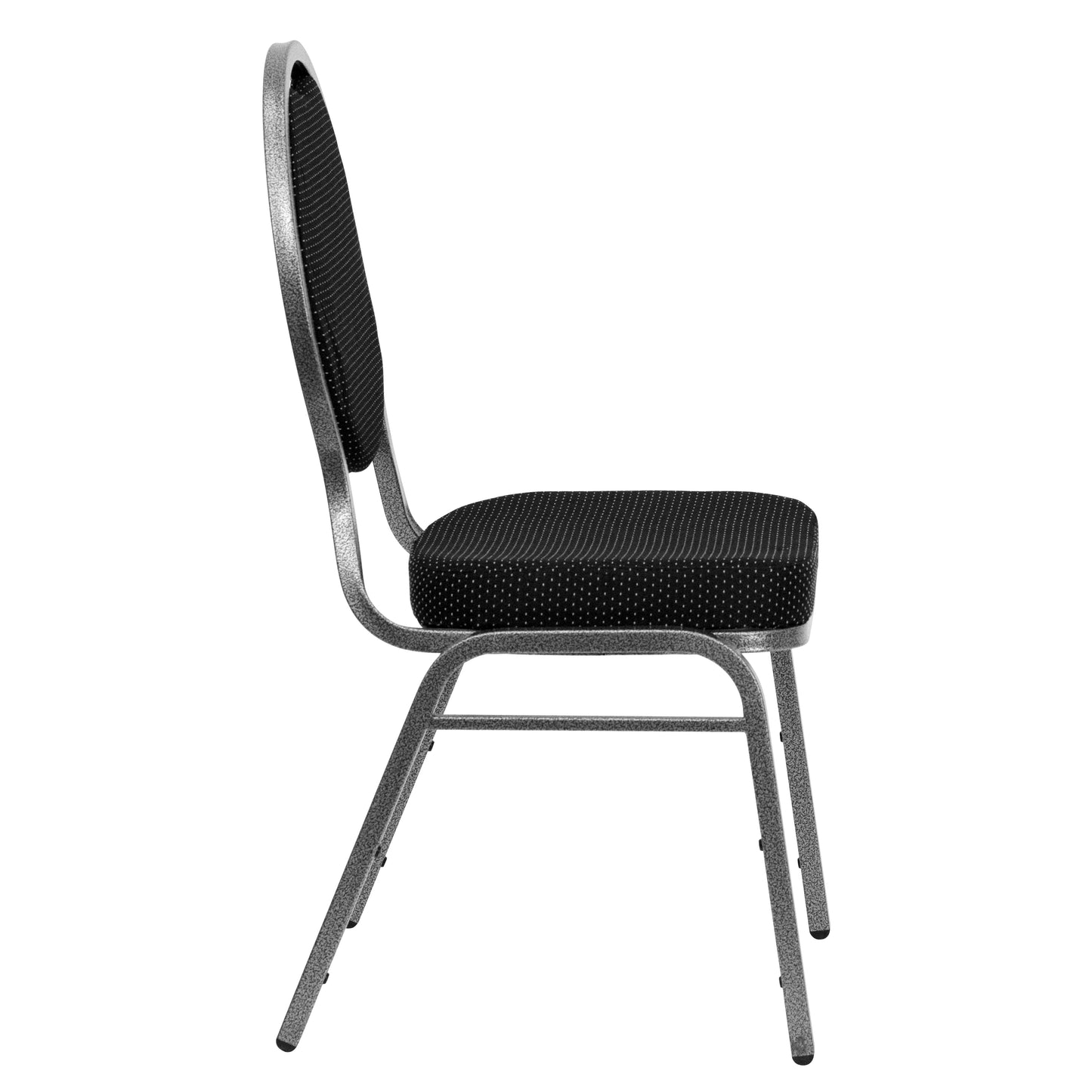 HERCULES Series Teardrop Back Stacking Banquet Chair in Black Patterned Fabric - Silver Vein Frame Black Patterned Fabric/Silver Vein Frame