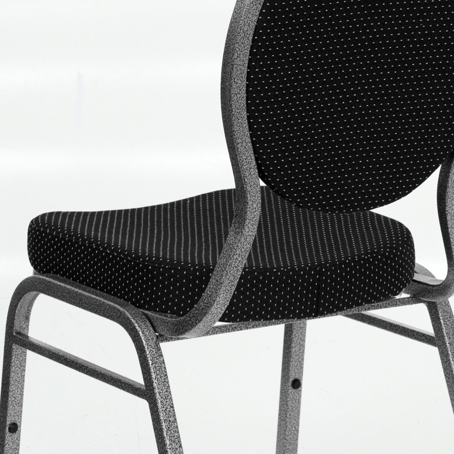 HERCULES Series Teardrop Back Stacking Banquet Chair in Black Patterned Fabric - Silver Vein Frame Black Patterned Fabric/Silver Vein Frame