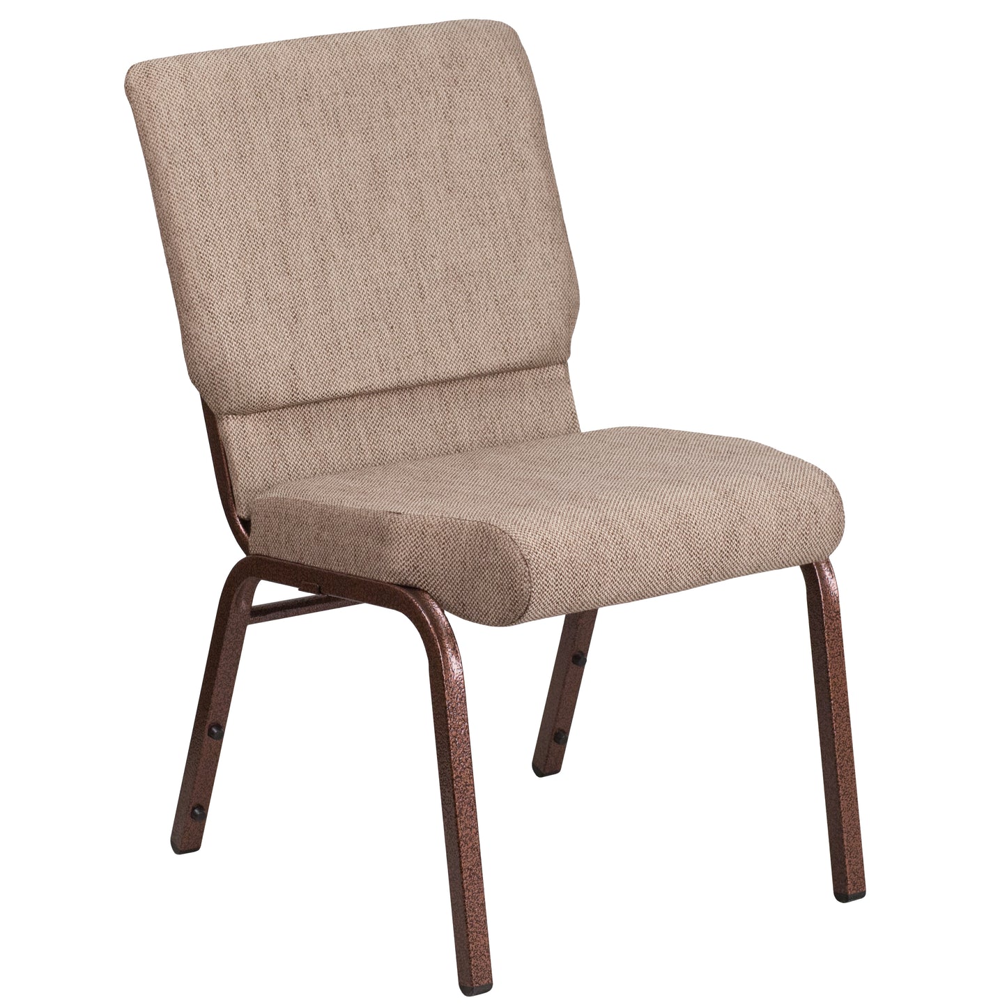 HERCULES Series 18.5''W Stacking Church Chair in Beige Fabric - Copper Vein Frame Beige Fabric/Copper Vein Frame