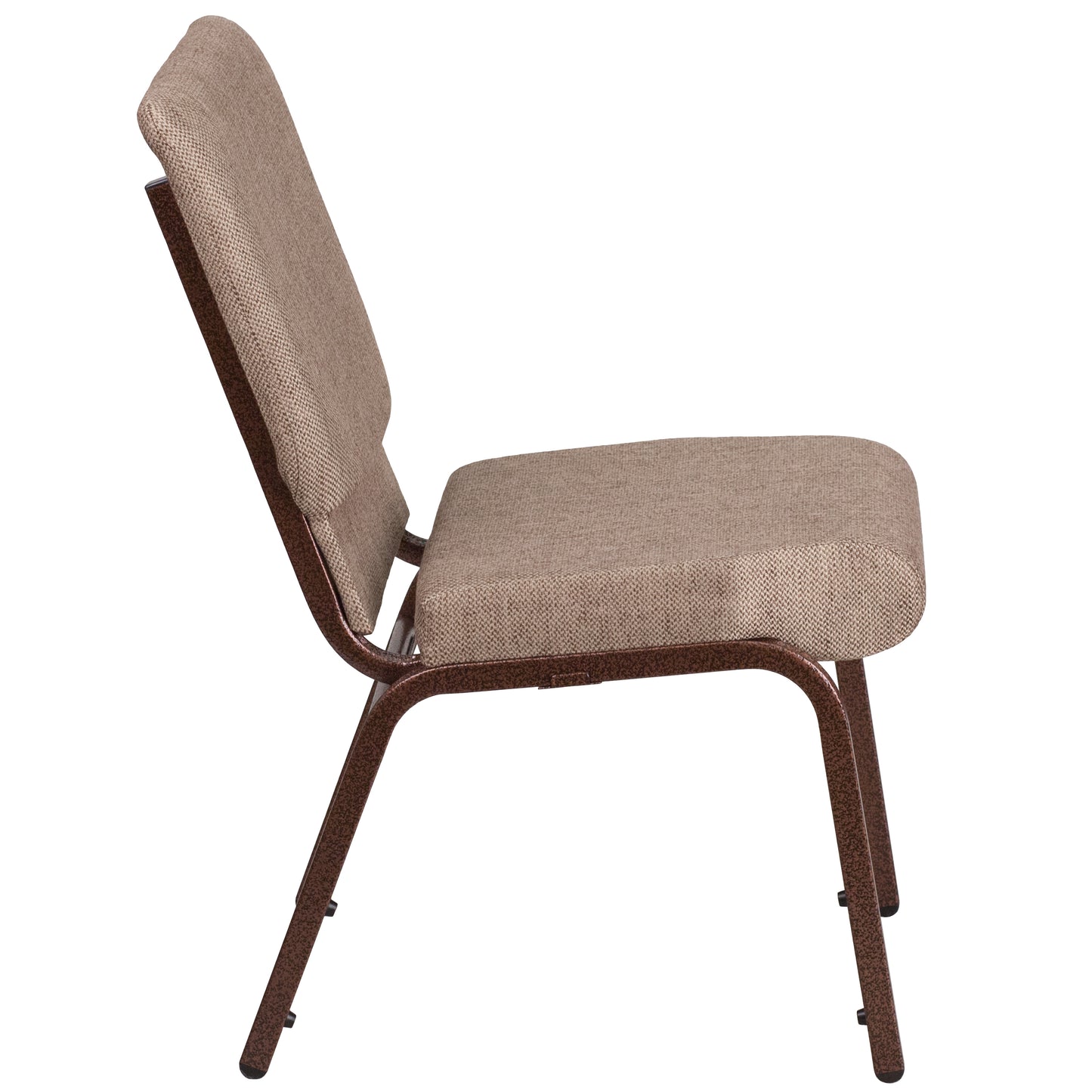 HERCULES Series 18.5''W Stacking Church Chair in Beige Fabric - Copper Vein Frame Beige Fabric/Copper Vein Frame