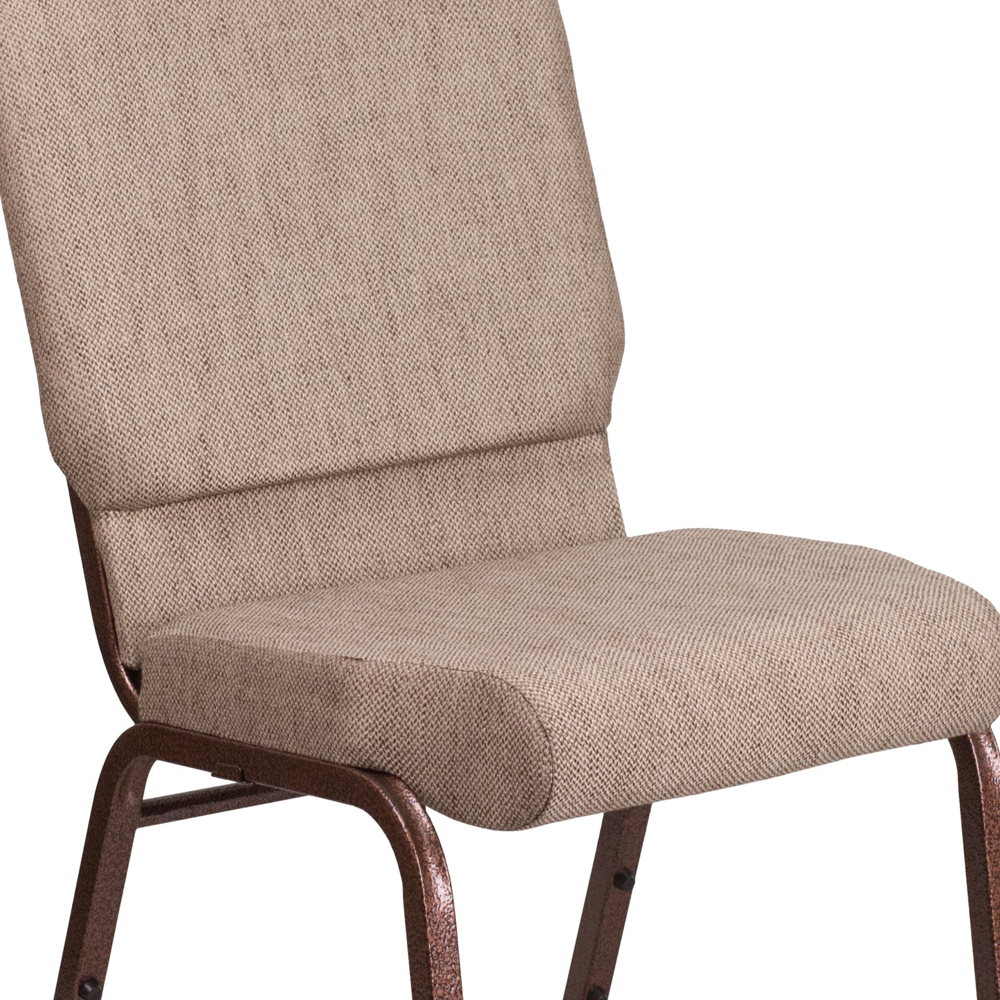 HERCULES Series 18.5''W Stacking Church Chair in Beige Fabric - Copper Vein Frame Beige Fabric/Copper Vein Frame