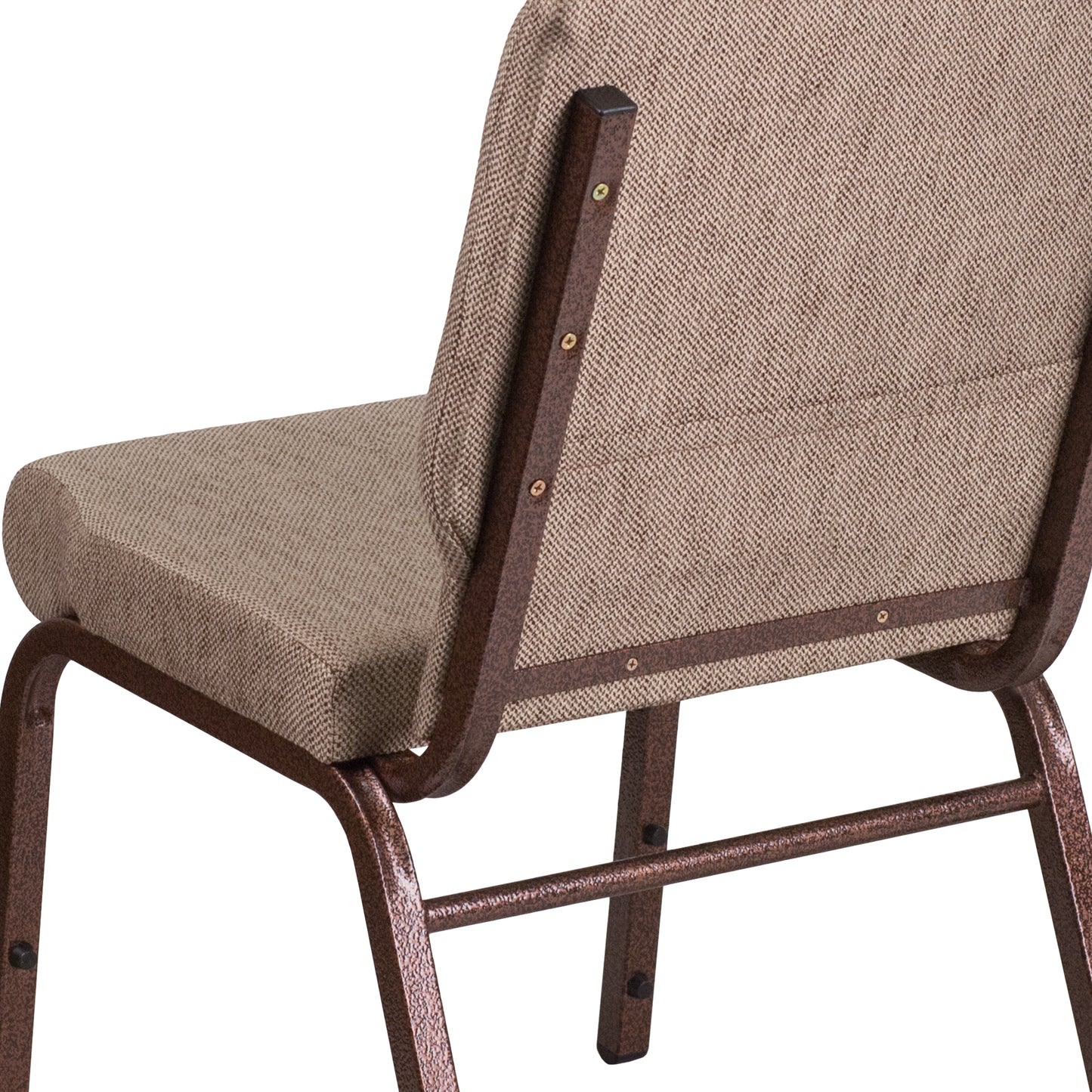 HERCULES Series 18.5''W Stacking Church Chair in Beige Fabric - Copper Vein Frame Beige Fabric/Copper Vein Frame