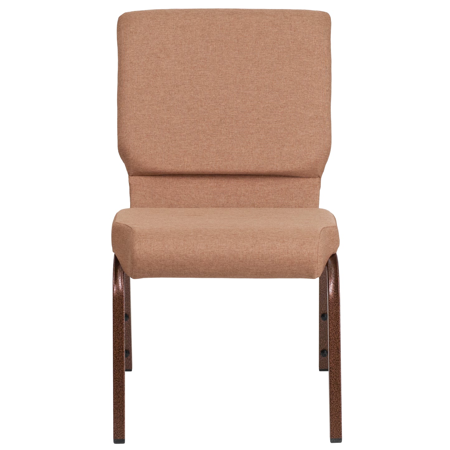 HERCULES Series 18.5''W Stacking Church Chair in Caramel Fabric - Copper Vein Frame Caramel Fabric/Copper Vein Frame