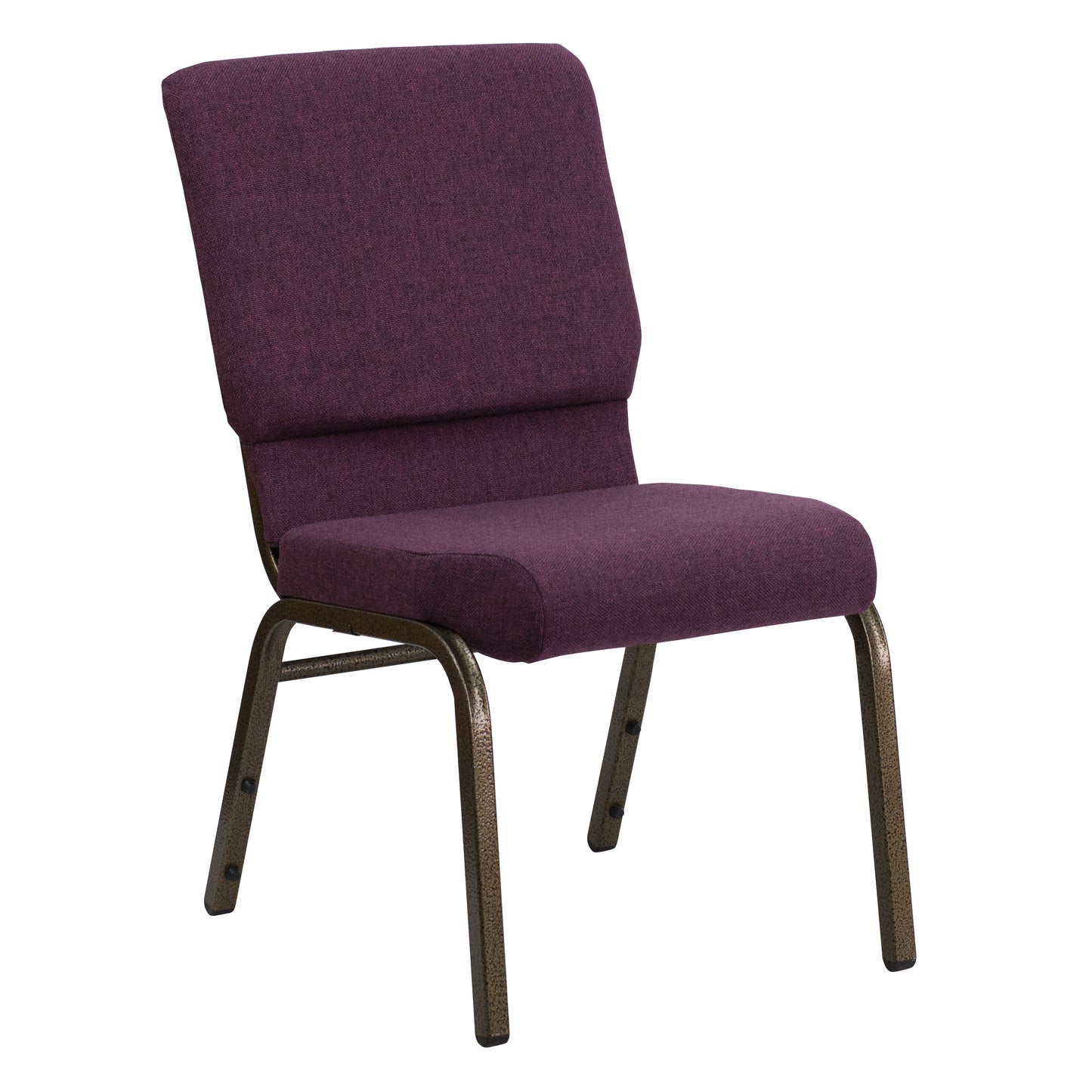 HERCULES Series 18.5''W Stacking Church Chair in Plum Fabric - Gold Vein Frame Plum Fabric/Gold Vein Frame