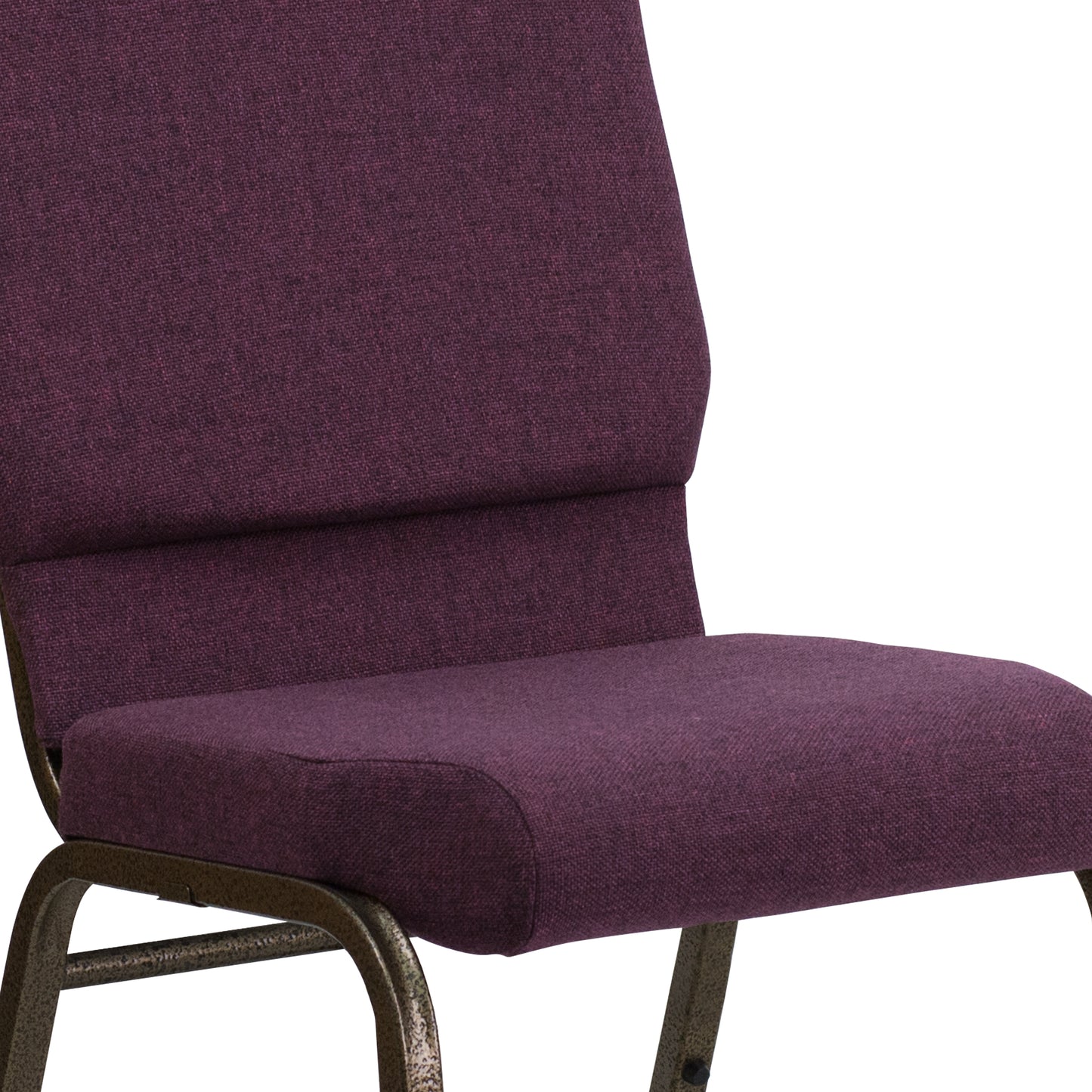 HERCULES Series 18.5''W Stacking Church Chair in Plum Fabric - Gold Vein Frame Plum Fabric/Gold Vein Frame