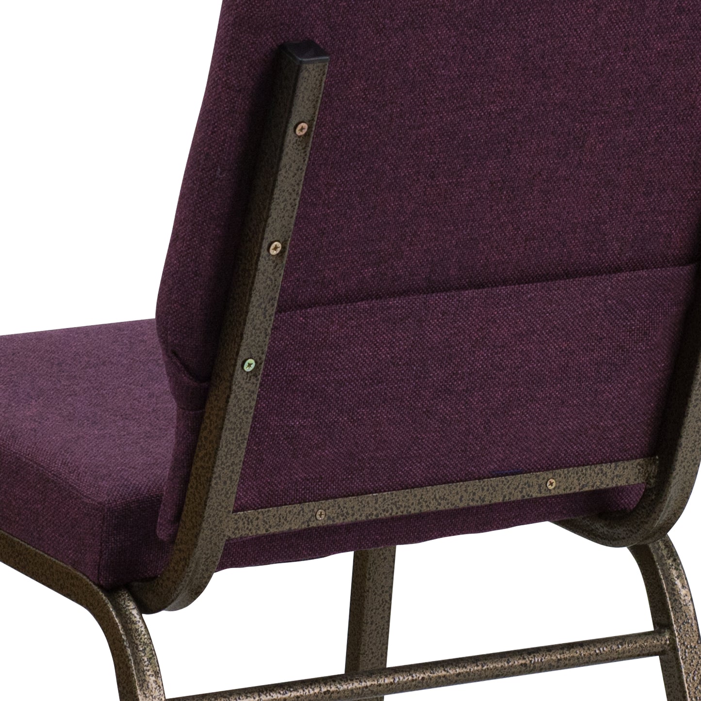 HERCULES Series 18.5''W Stacking Church Chair in Plum Fabric - Gold Vein Frame Plum Fabric/Gold Vein Frame