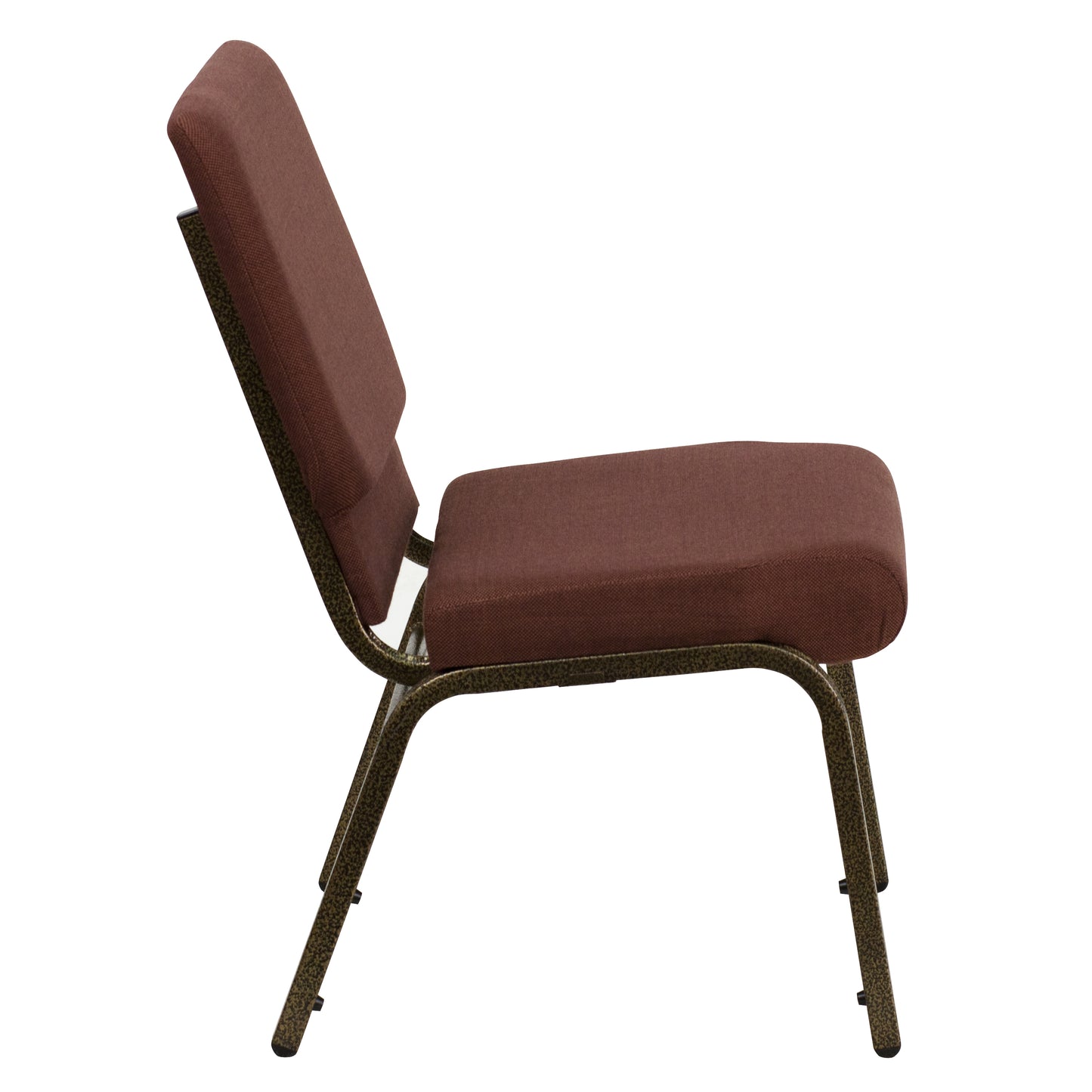 HERCULES Series 18.5''W Stacking Church Chair in Brown Fabric - Gold Vein Frame Brown Fabric/Gold Vein Frame