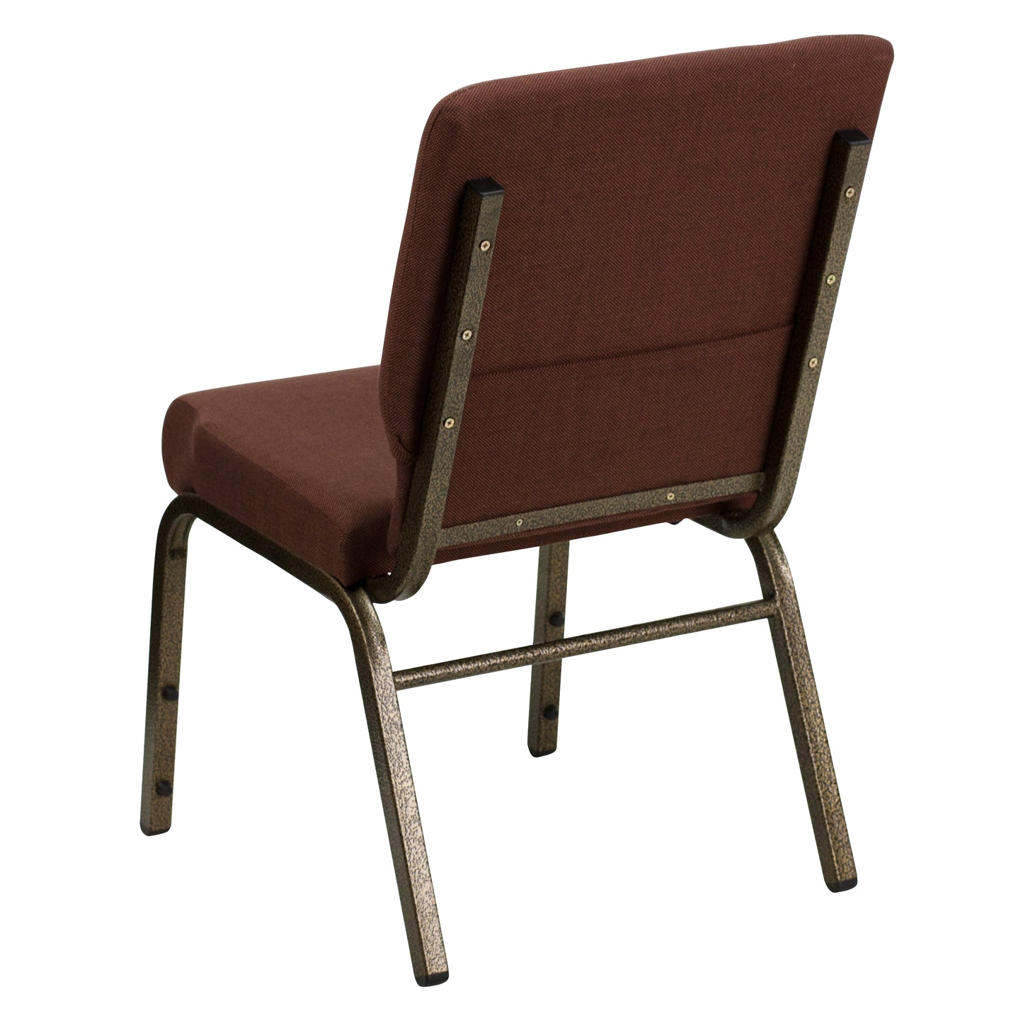 HERCULES Series 18.5''W Stacking Church Chair in Brown Fabric - Gold Vein Frame Brown Fabric/Gold Vein Frame