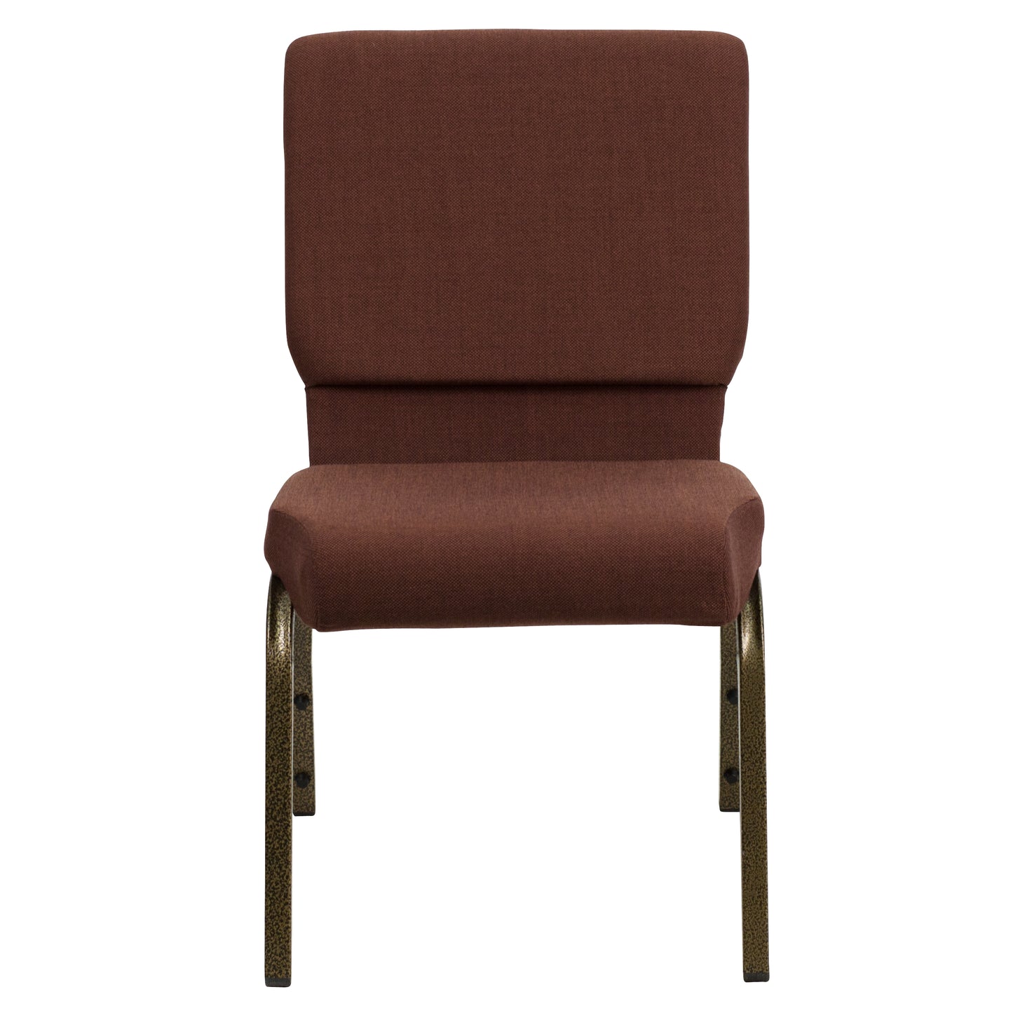 HERCULES Series 18.5''W Stacking Church Chair in Brown Fabric - Gold Vein Frame Brown Fabric/Gold Vein Frame