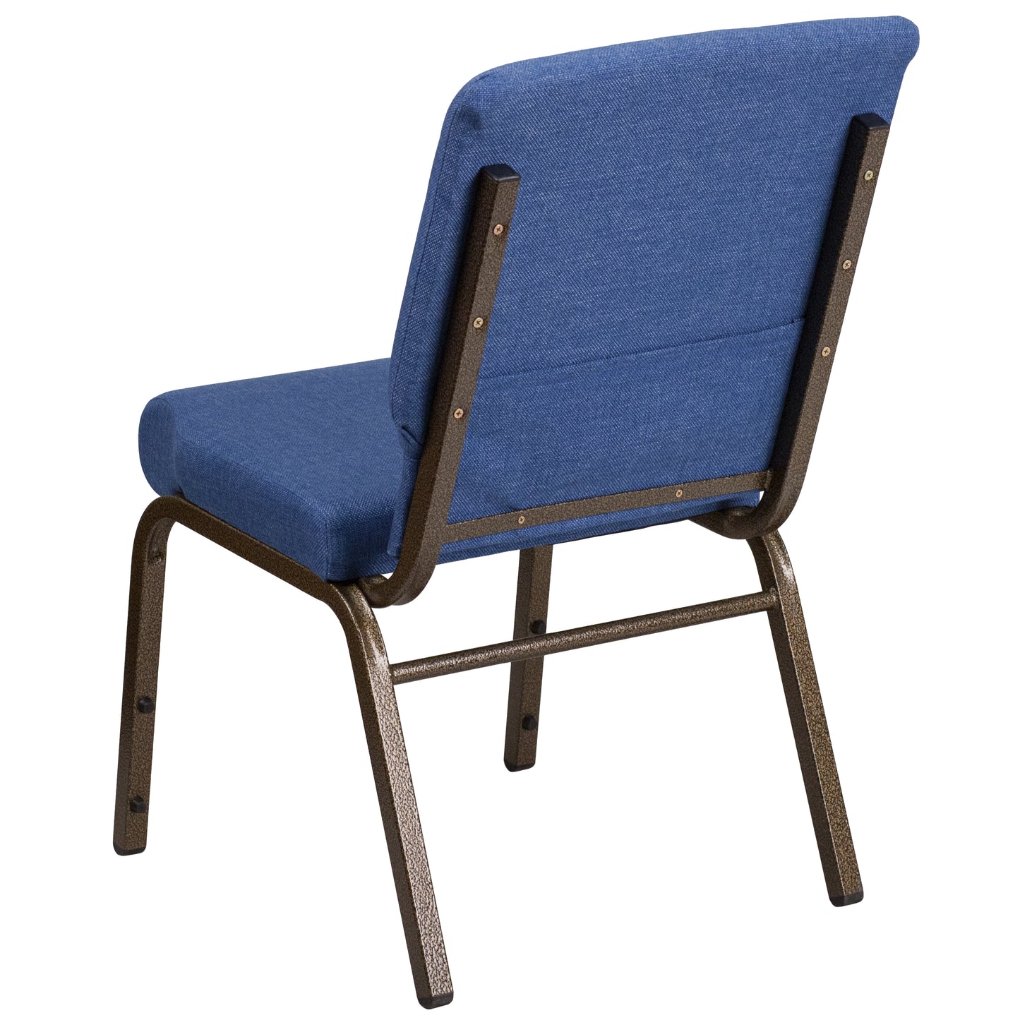 HERCULES Series 18.5''W Stacking Church Chair in Blue Fabric - Gold Vein Frame Blue Fabric/Gold Vein Frame