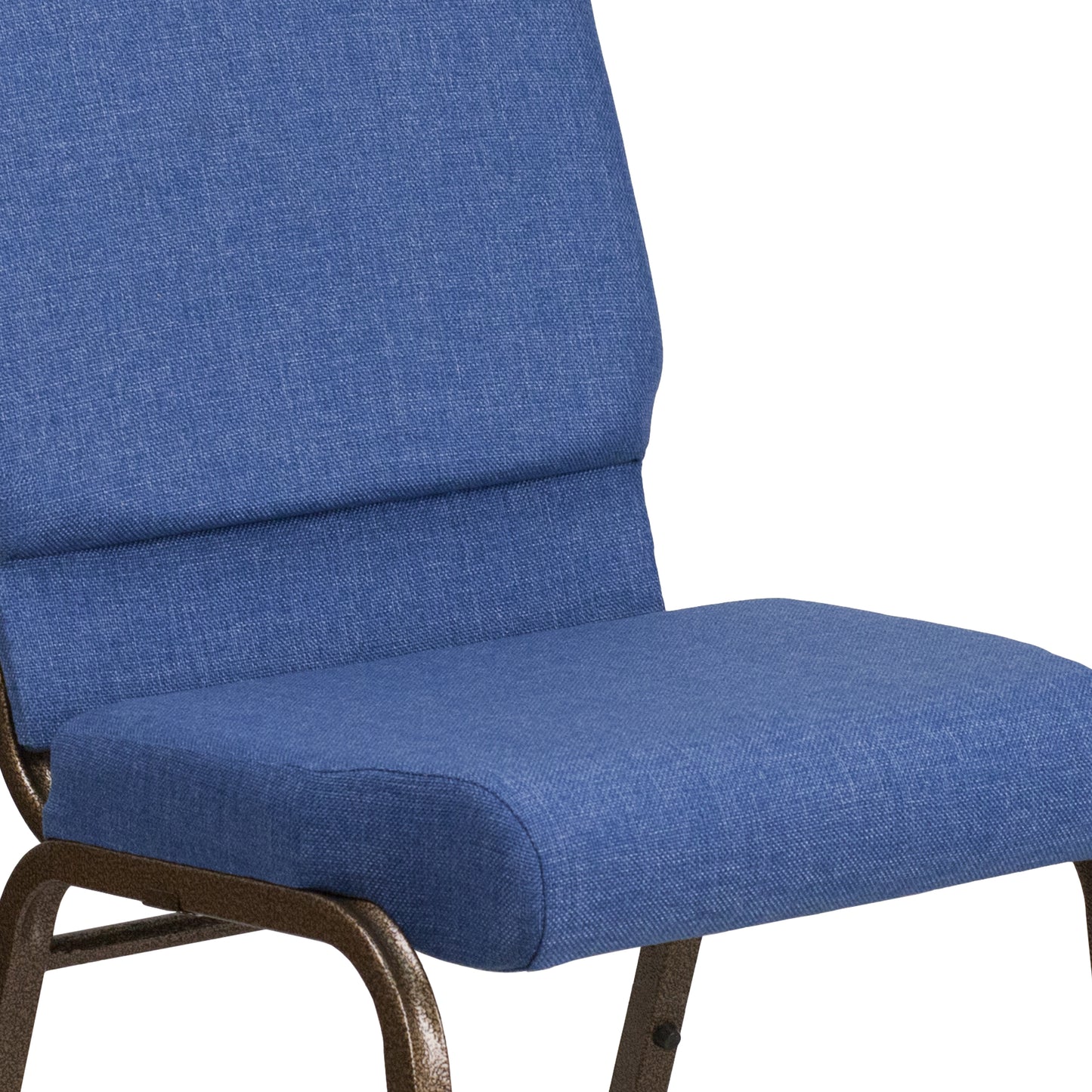 HERCULES Series 18.5''W Stacking Church Chair in Blue Fabric - Gold Vein Frame Blue Fabric/Gold Vein Frame