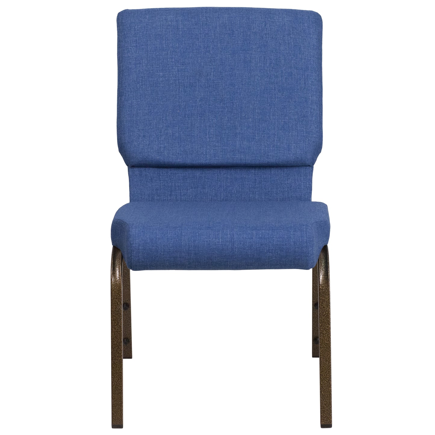 HERCULES Series 18.5''W Stacking Church Chair in Blue Fabric - Gold Vein Frame Blue Fabric/Gold Vein Frame