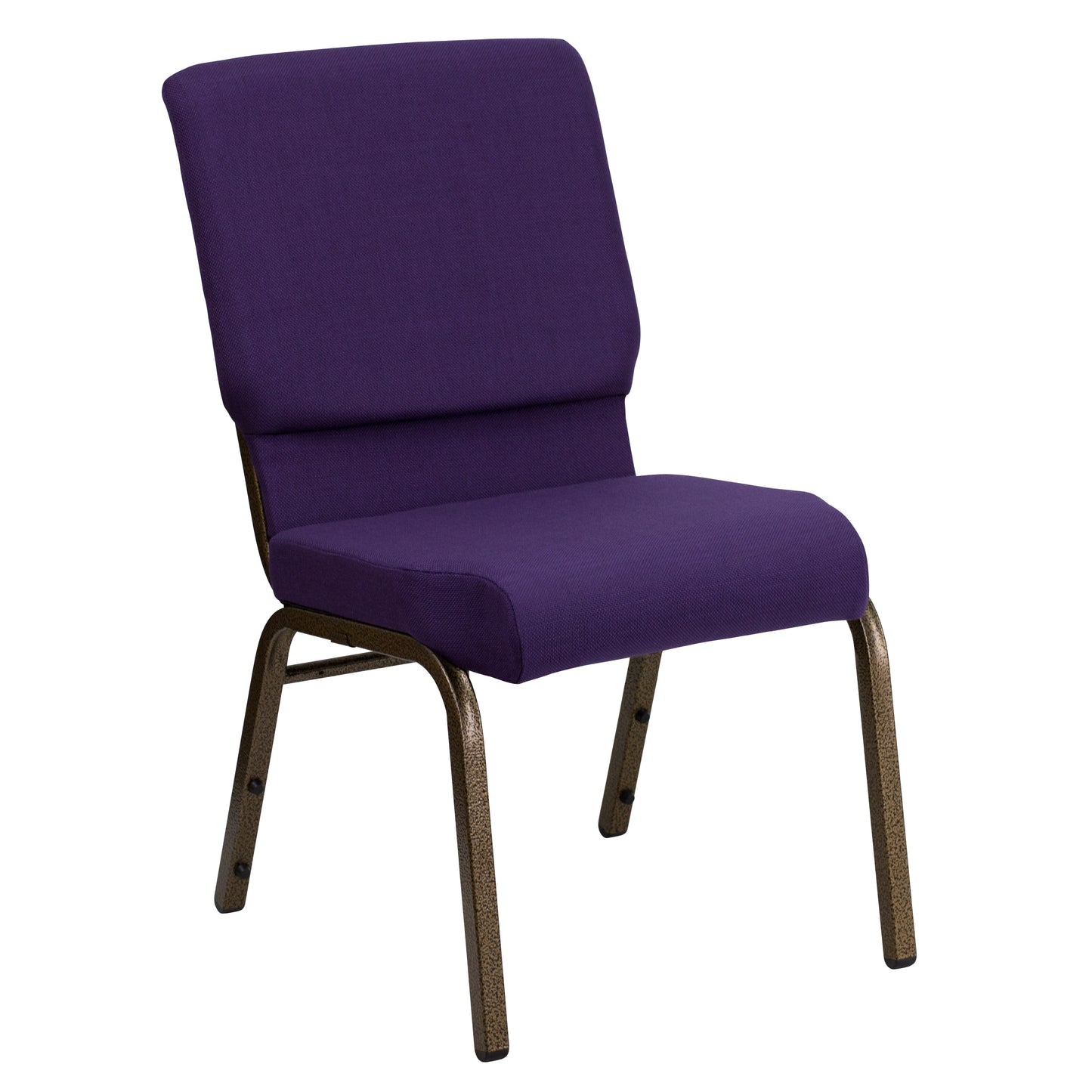 HERCULES Series 18.5''W Stacking Church Chair in Royal Purple Fabric - Gold Vein Frame Royal Purple Fabric/Gold Vein Frame