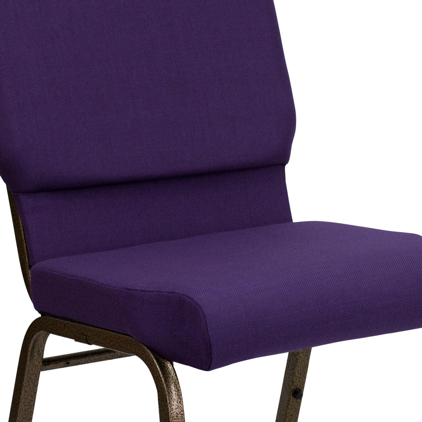HERCULES Series 18.5''W Stacking Church Chair in Royal Purple Fabric - Gold Vein Frame Royal Purple Fabric/Gold Vein Frame