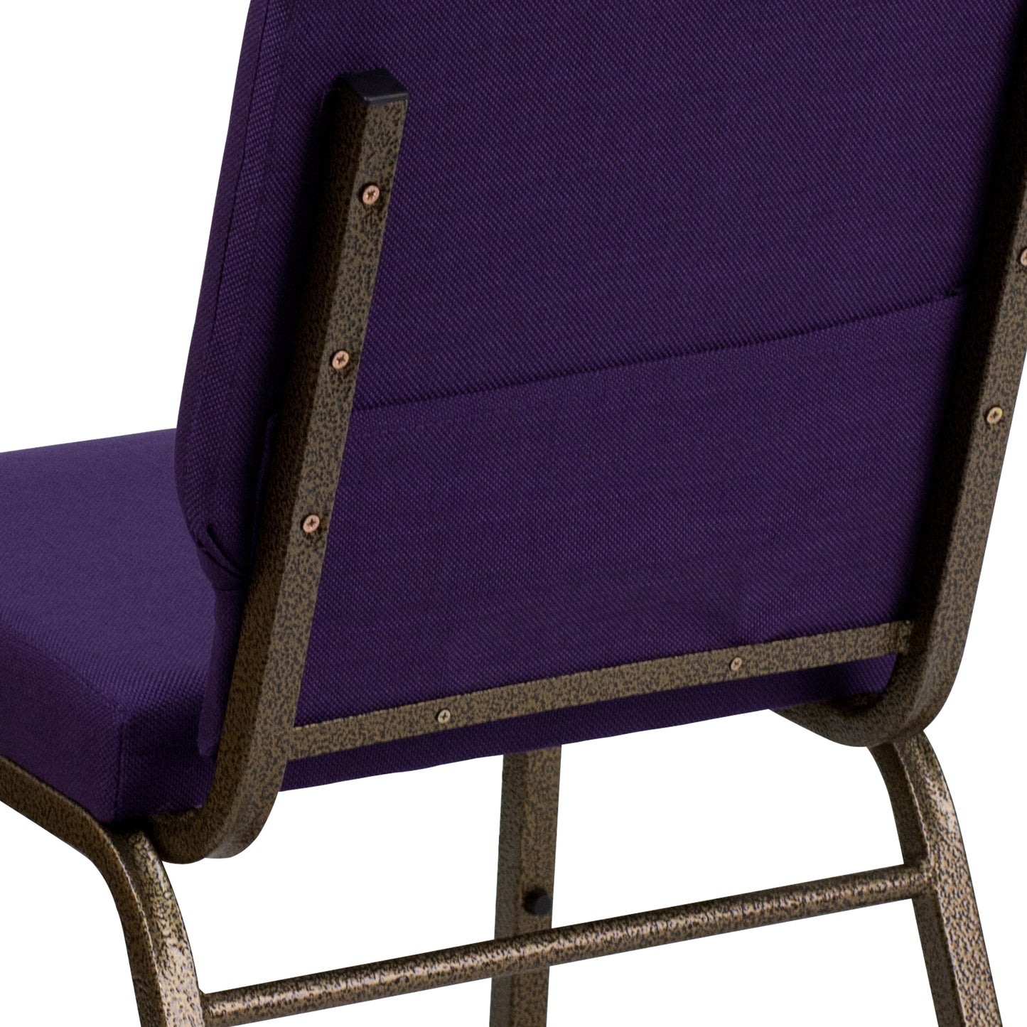 HERCULES Series 18.5''W Stacking Church Chair in Royal Purple Fabric - Gold Vein Frame Royal Purple Fabric/Gold Vein Frame