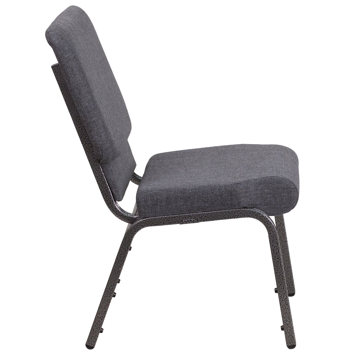HERCULES Series 18.5''W Stacking Church Chair in Dark Gray Fabric - Silver Vein Frame Dark Gray Fabric/Silver Vein Frame