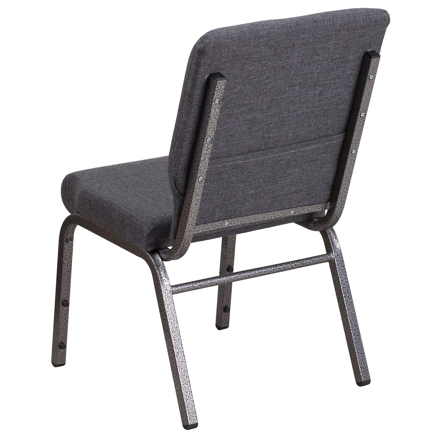 HERCULES Series 18.5''W Stacking Church Chair in Dark Gray Fabric - Silver Vein Frame Dark Gray Fabric/Silver Vein Frame
