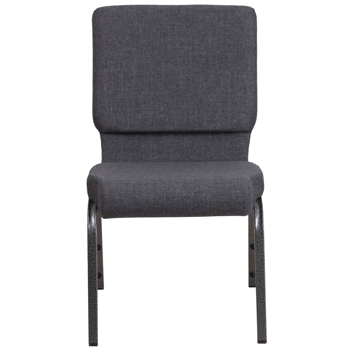 HERCULES Series 18.5''W Stacking Church Chair in Dark Gray Fabric - Silver Vein Frame Dark Gray Fabric/Silver Vein Frame