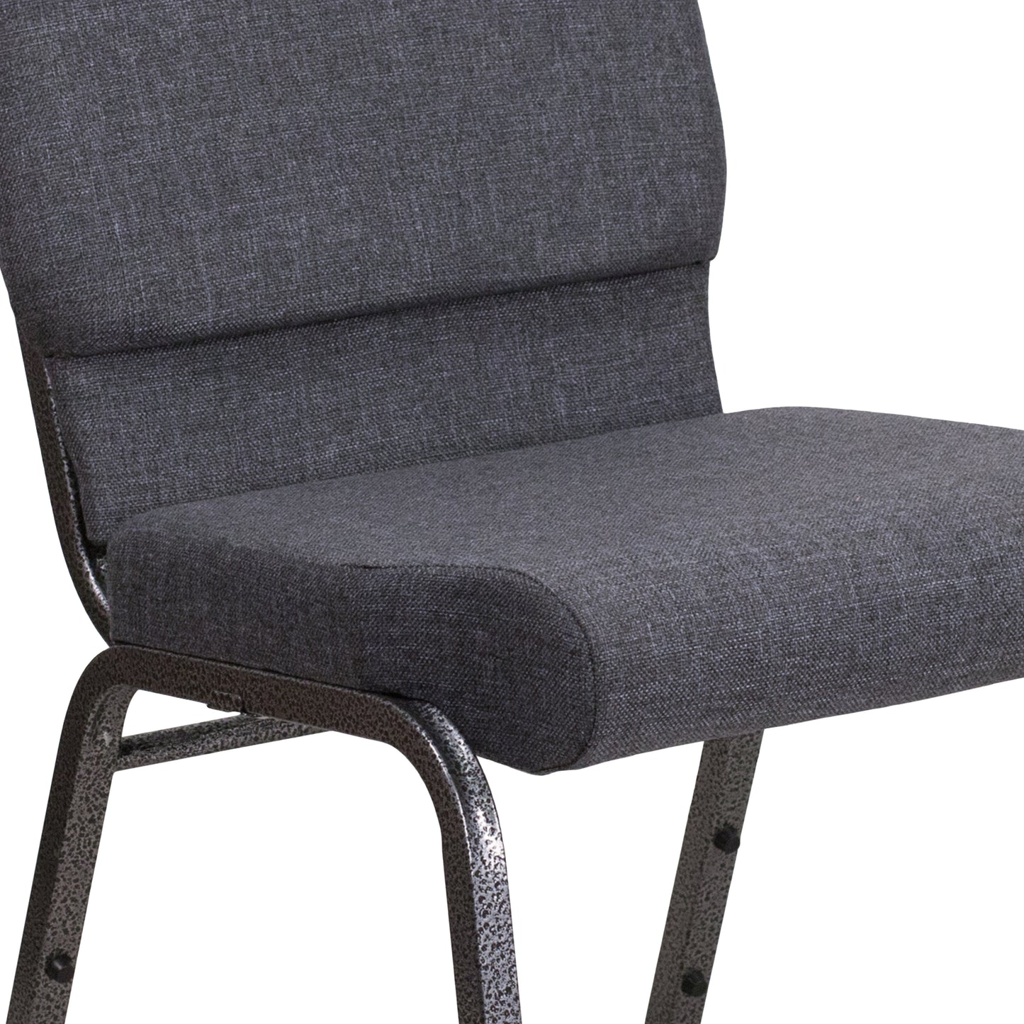 HERCULES Series 18.5''W Stacking Church Chair in Dark Gray Fabric - Silver Vein Frame Dark Gray Fabric/Silver Vein Frame