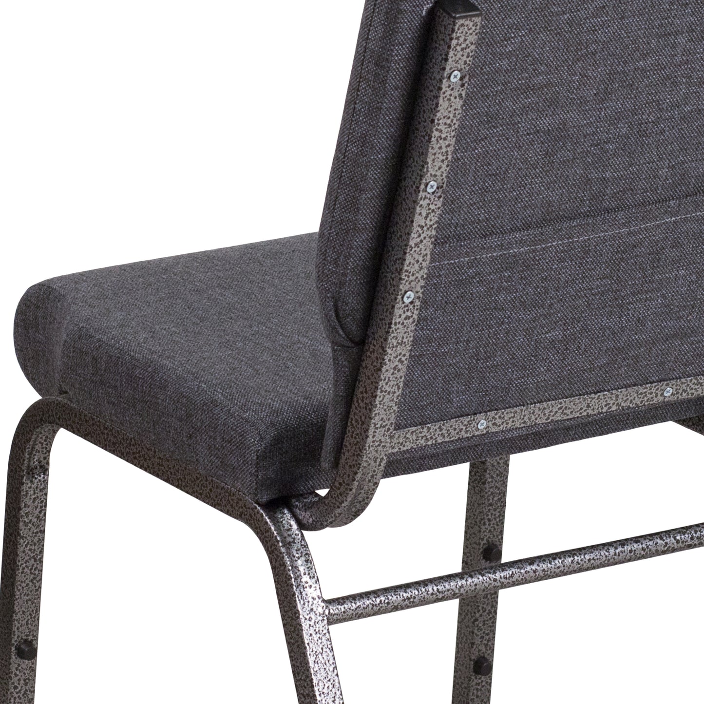 HERCULES Series 18.5''W Stacking Church Chair in Dark Gray Fabric - Silver Vein Frame Dark Gray Fabric/Silver Vein Frame