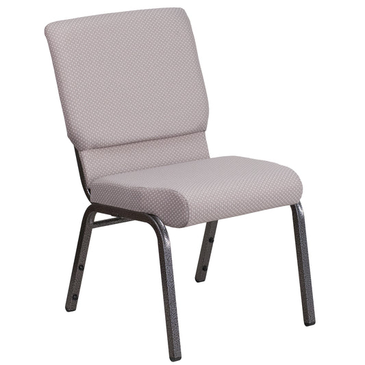 HERCULES Series 18.5''W Stacking Church Chair in Gray Dot Fabric - Silver Vein Frame Gray Dot Fabric/Silver Vein Frame