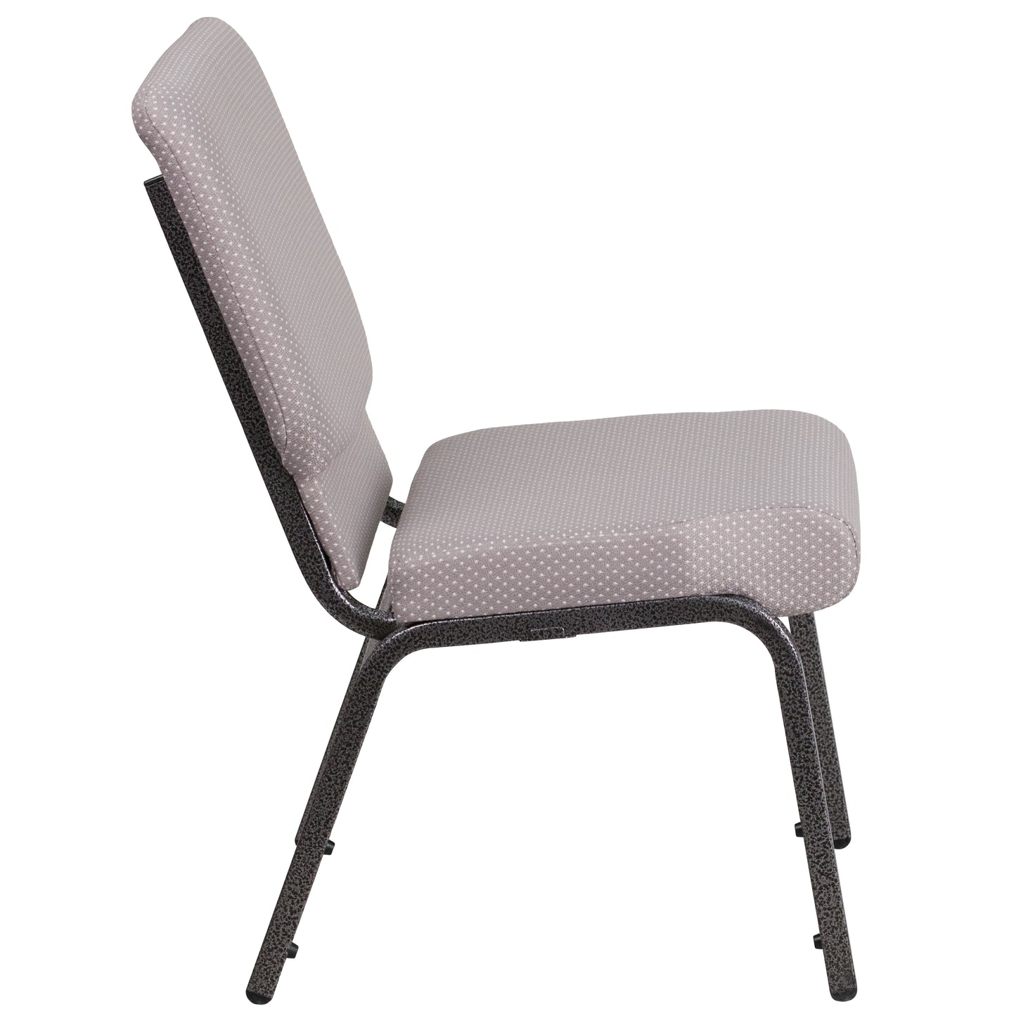 HERCULES Series 18.5''W Stacking Church Chair in Gray Dot Fabric - Silver Vein Frame Gray Dot Fabric/Silver Vein Frame