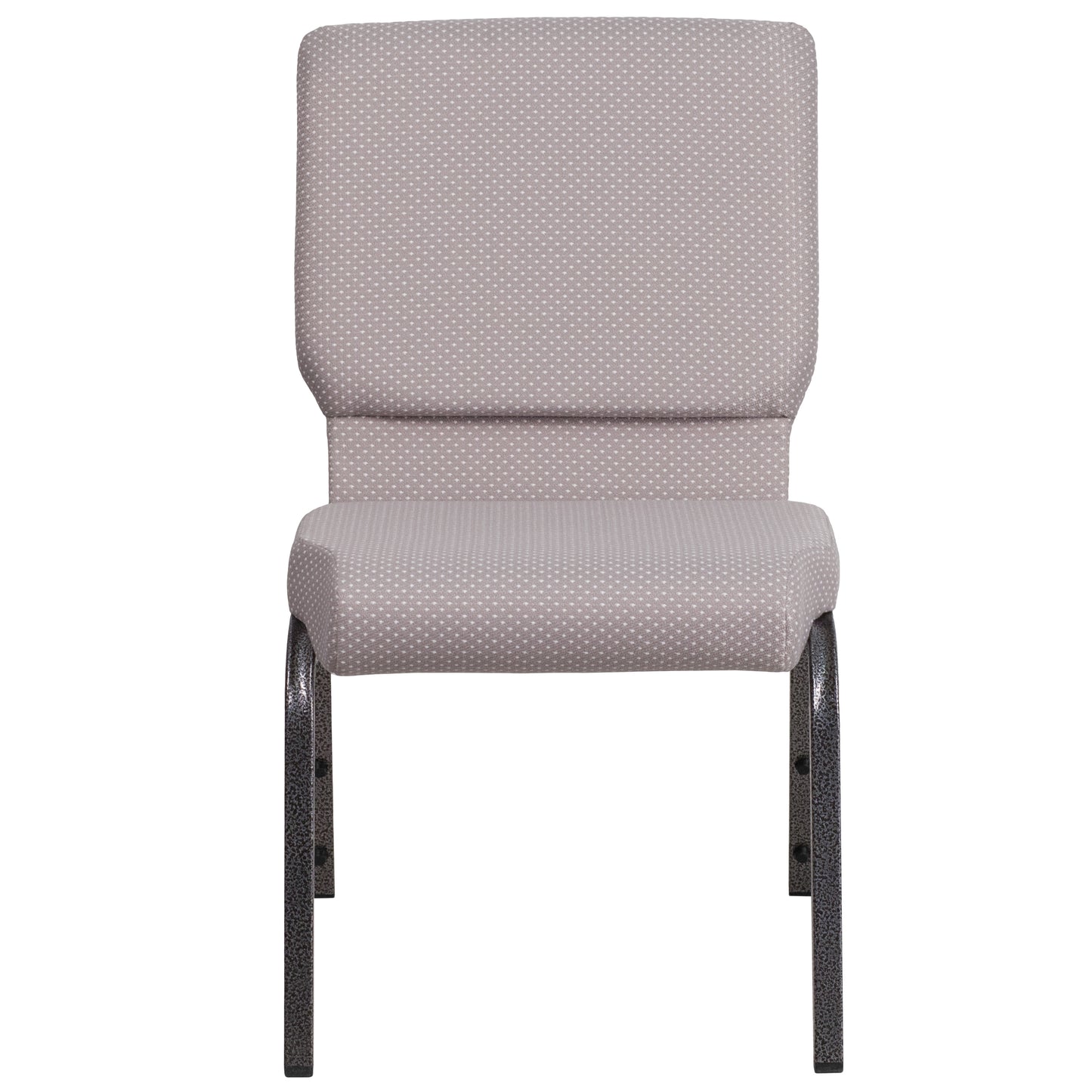 HERCULES Series 18.5''W Stacking Church Chair in Gray Dot Fabric - Silver Vein Frame Gray Dot Fabric/Silver Vein Frame