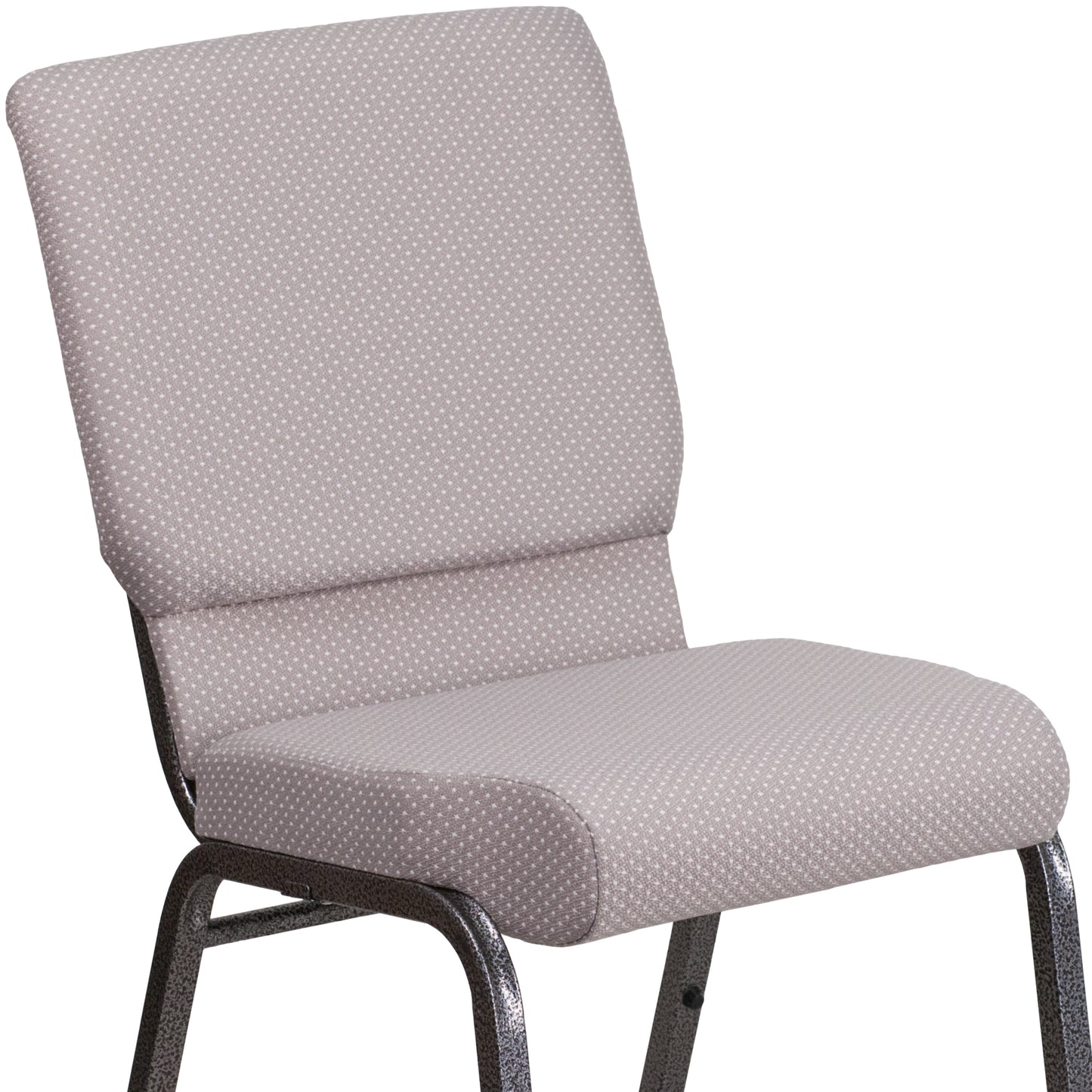 HERCULES Series 18.5''W Stacking Church Chair in Gray Dot Fabric - Silver Vein Frame Gray Dot Fabric/Silver Vein Frame