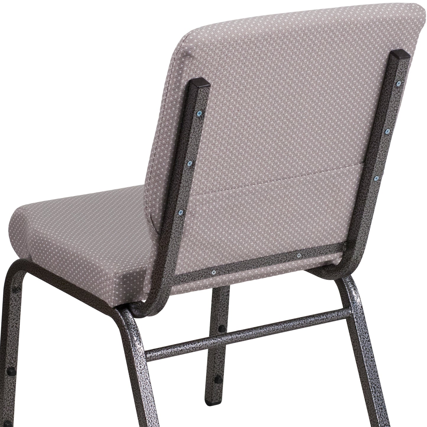HERCULES Series 18.5''W Stacking Church Chair in Gray Dot Fabric - Silver Vein Frame Gray Dot Fabric/Silver Vein Frame